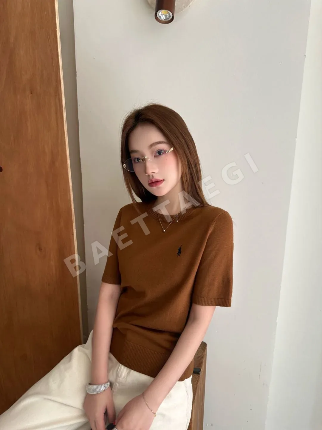 폴로 여성 니트 반팔 티셔츠 상세 이미지 2