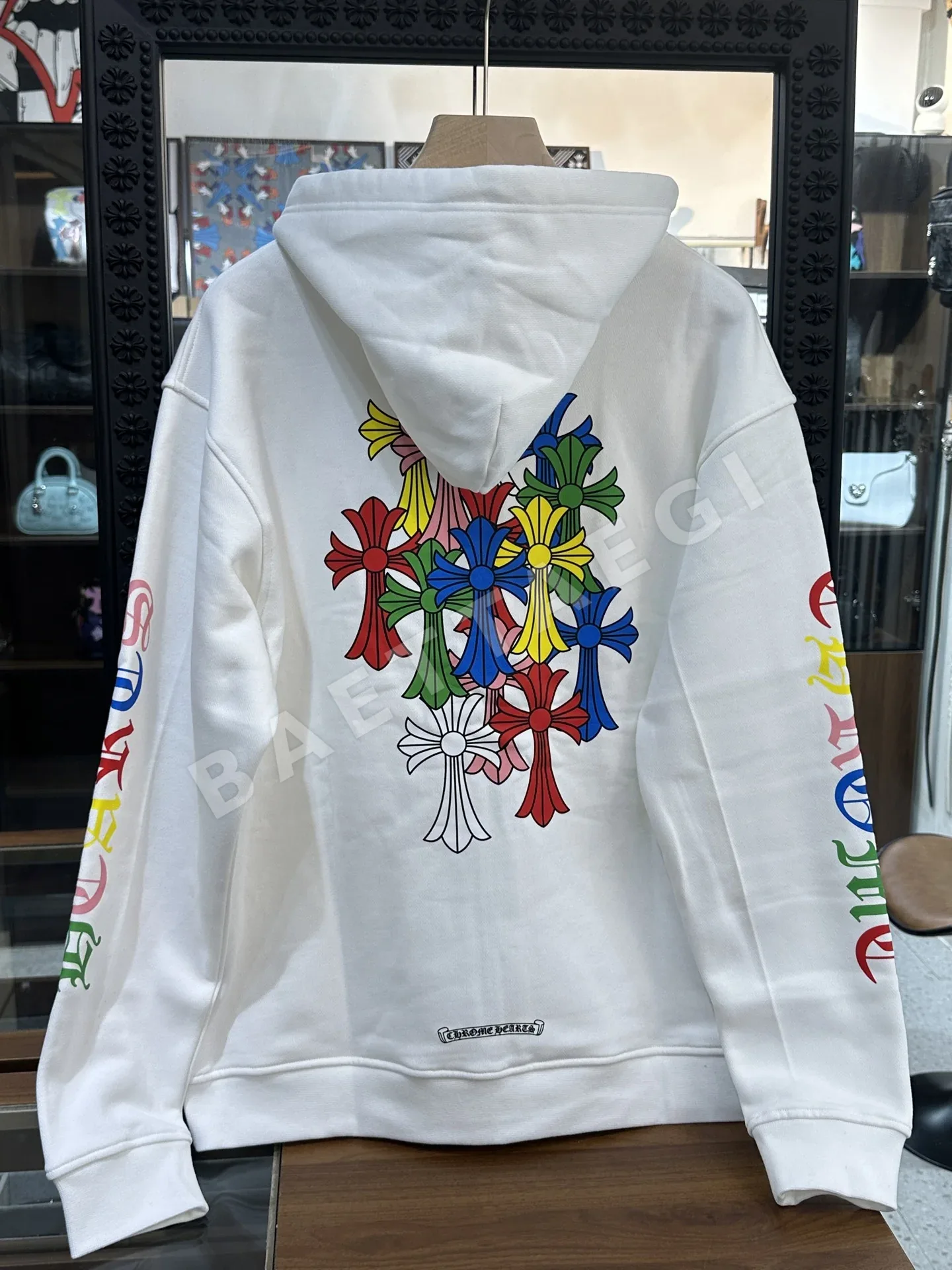 크롬하츠 컬러풀 크로스 화이트 집업 후드 상세 이미지 2