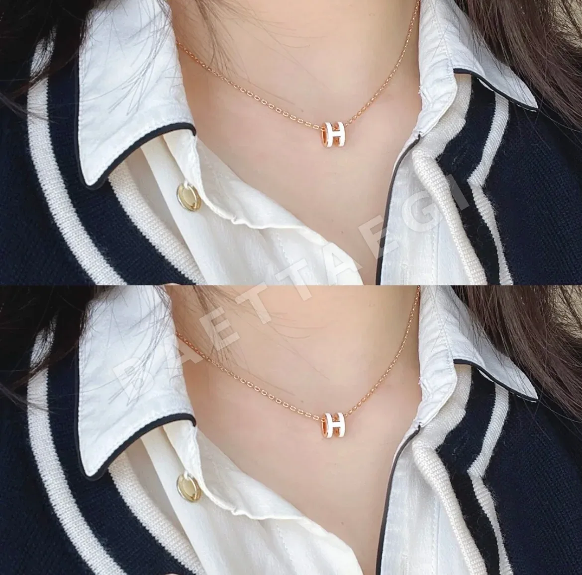 에르메스 미니 H 에나멜 목걸이 70404