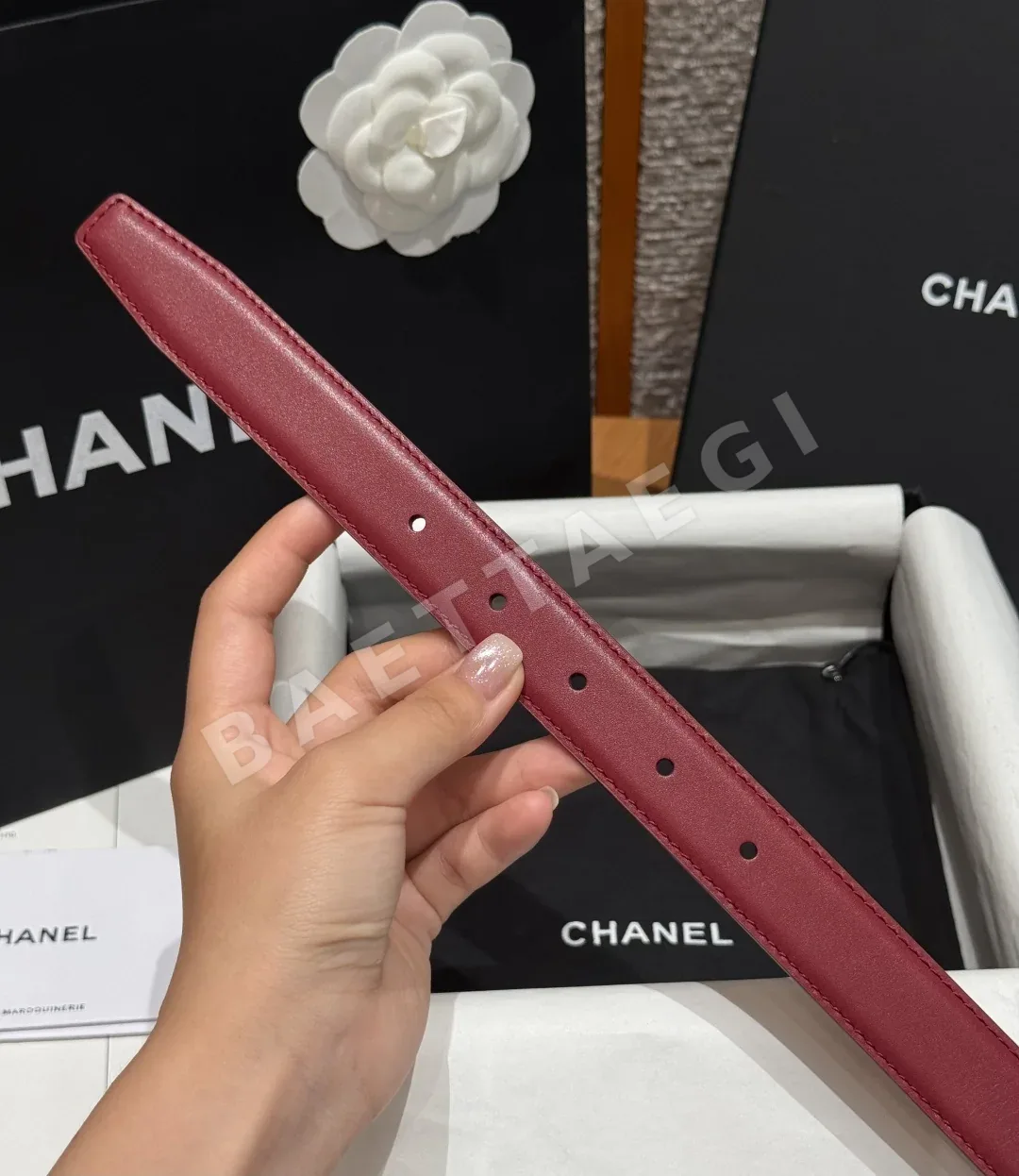 샤넬 가죽 더블 C 스퀘어 버클 벨트 상세 이미지 7