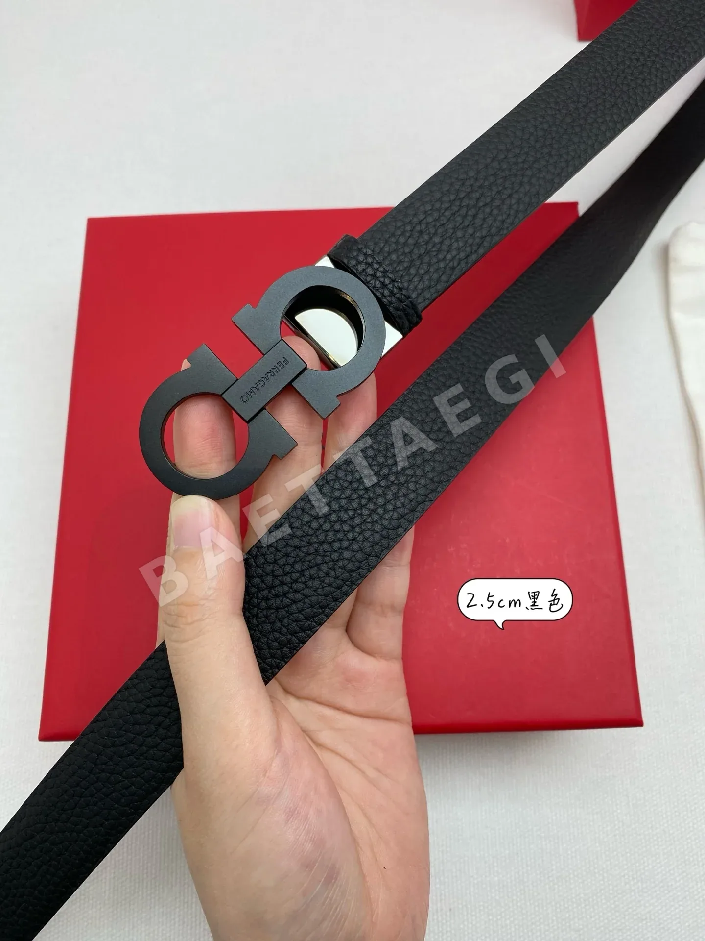페레가모 메탈 가든 초 더블 버클 양면 소가죽 벨트 상세 이미지 4