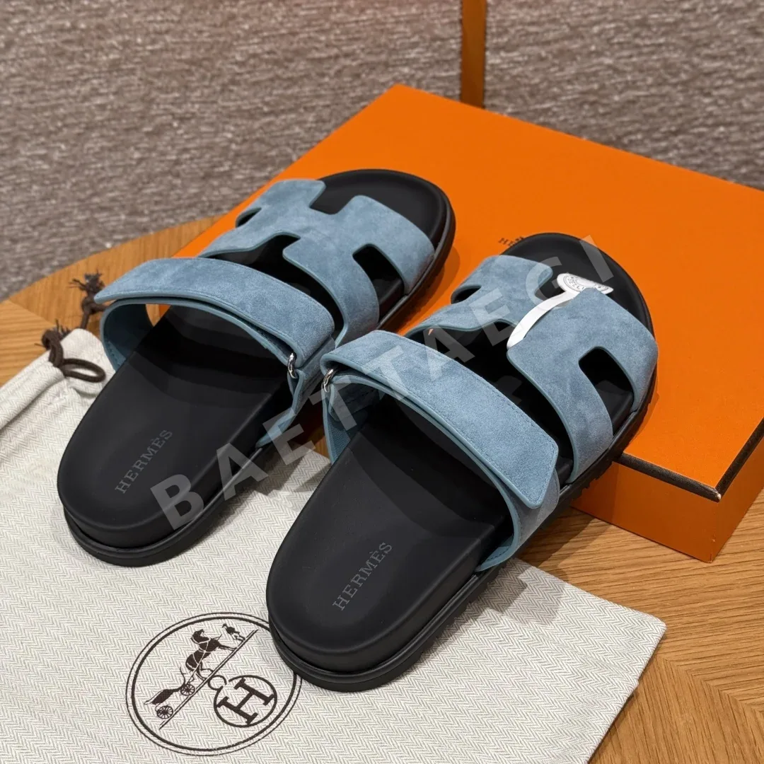 에르메스 시프레 샌들 뉴블루진 샤모아레 ー 컷아웃 상세 이미지 3
