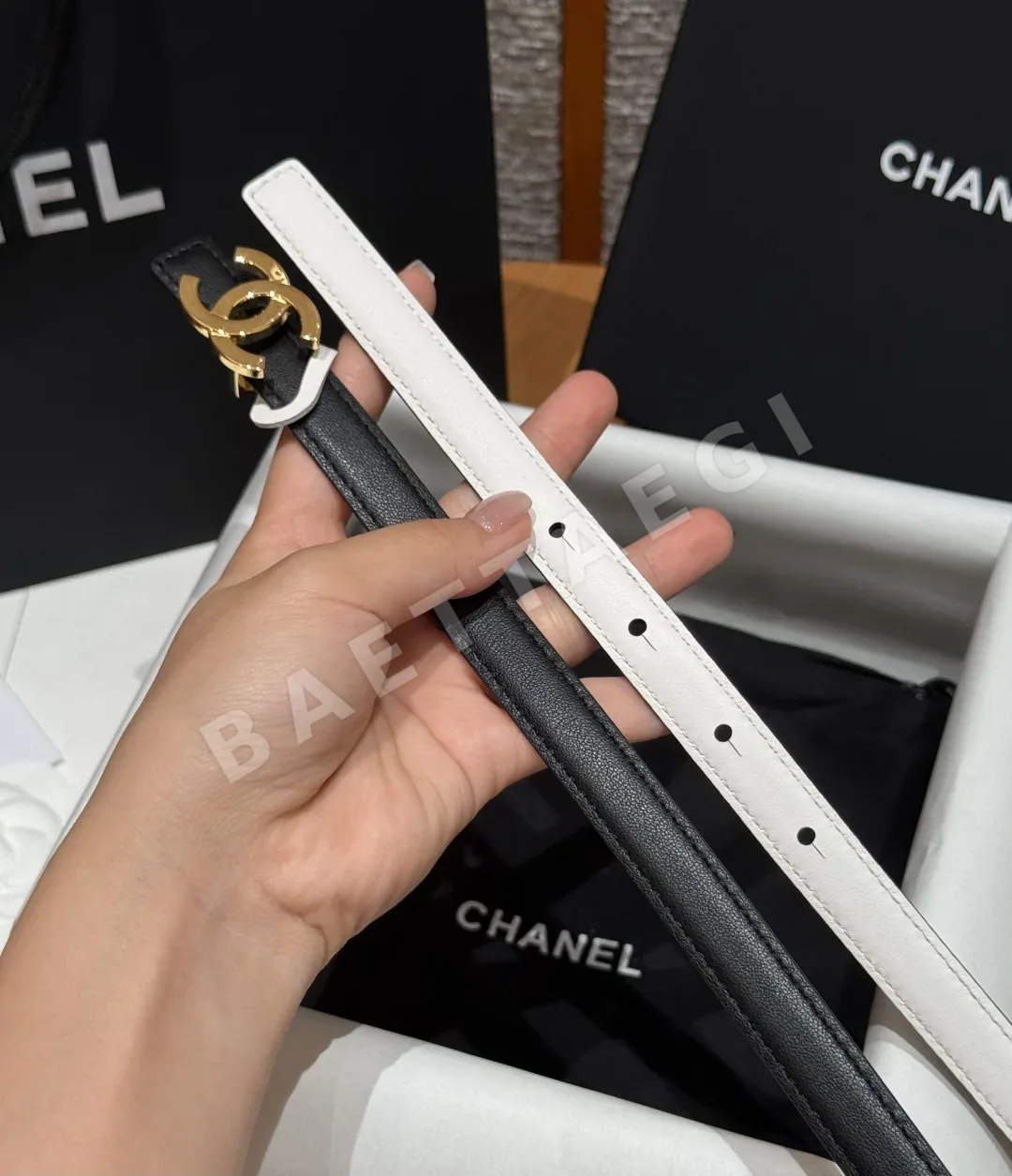샤넬 더블 C 버클 송아지가죽 벨트 상세 이미지 8