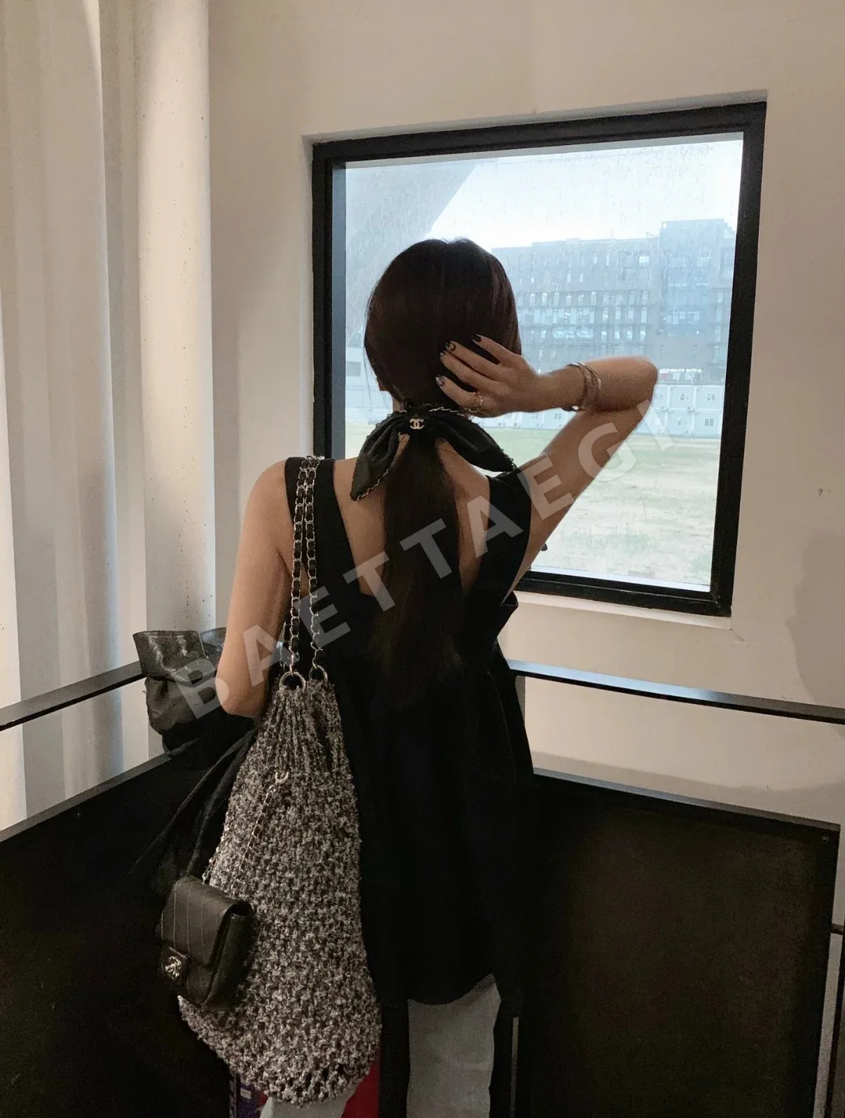 샤넬 램스킨 더블 C 체인 토끼 귀 헤어악세 상세 이미지 9