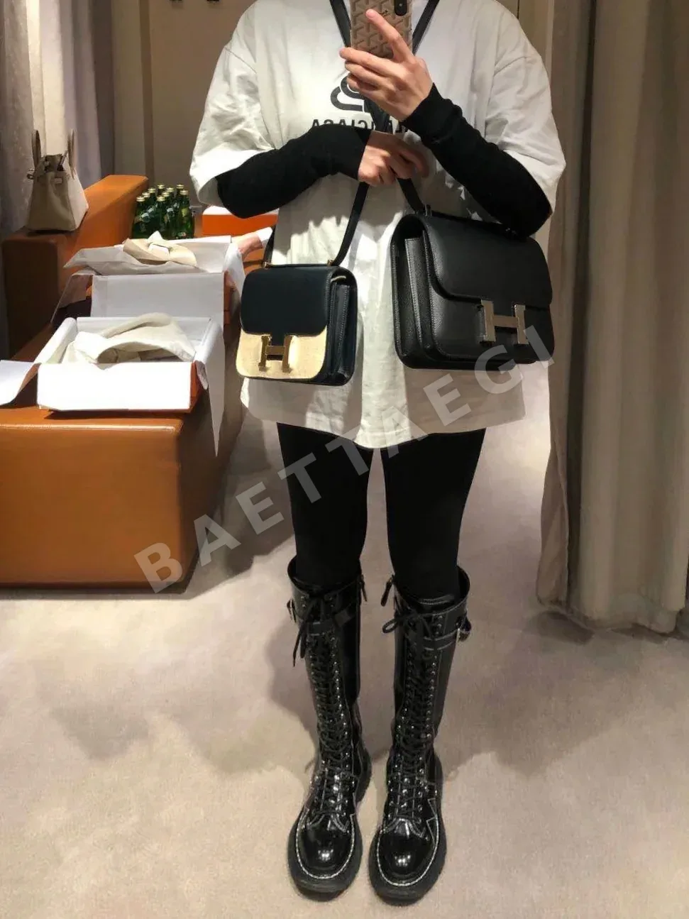 에르메스 미디엄 블랙 실버 가방 상세 이미지 1