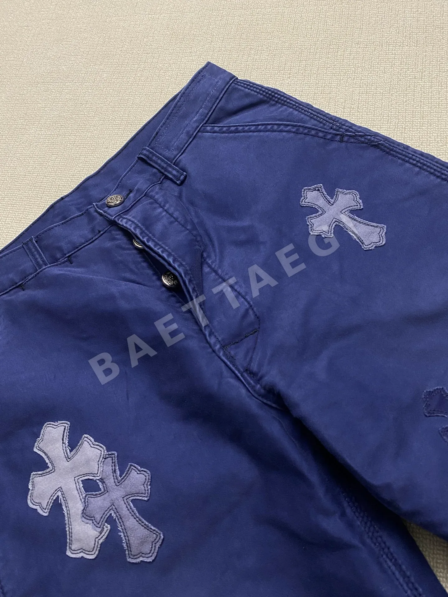 크롬하츠 두더지 무늬 블루 크로스 청바지 바지 상세 이미지 5