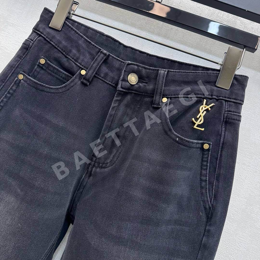 생로랑 플레어 스트레치 데님 여성 바지 상세 이미지 3