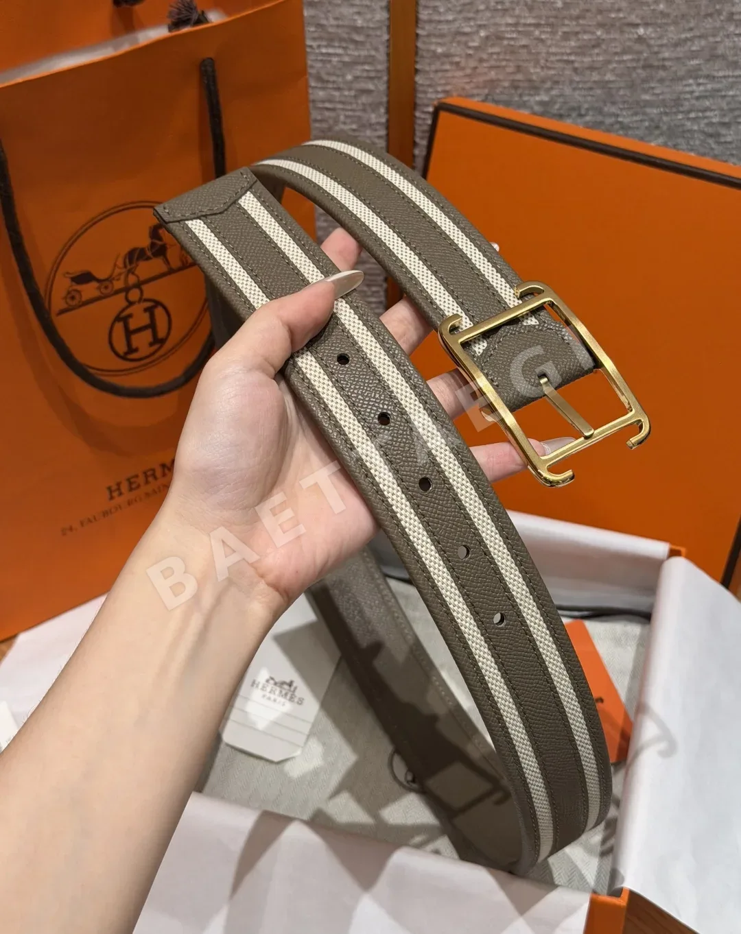 에르메스 H브랜드 리버시블 가죽 벨트 상세 이미지 5