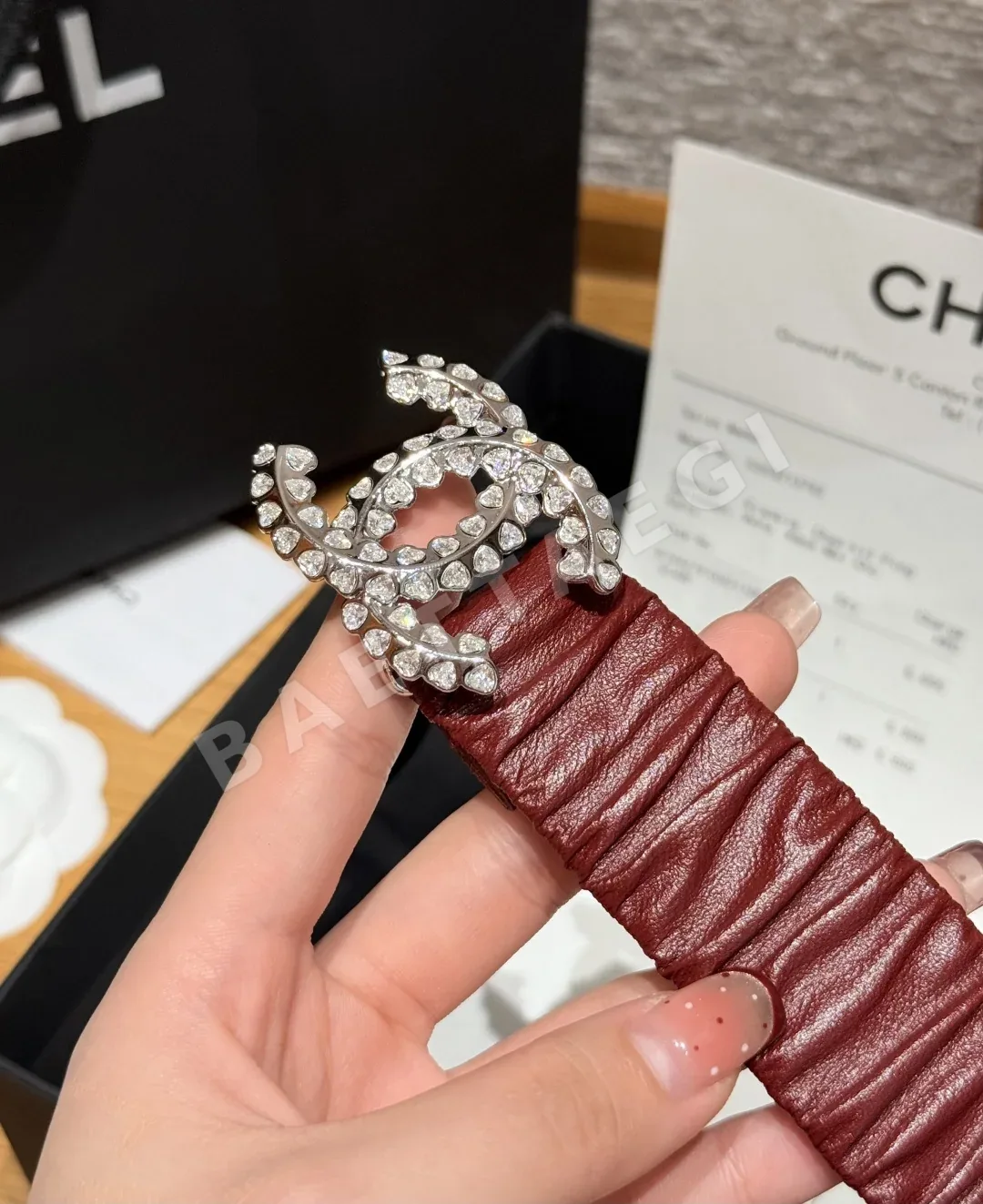 샤넬 더블 C 크리스탈 장식 엘라스틱 벨트 상세 이미지 7