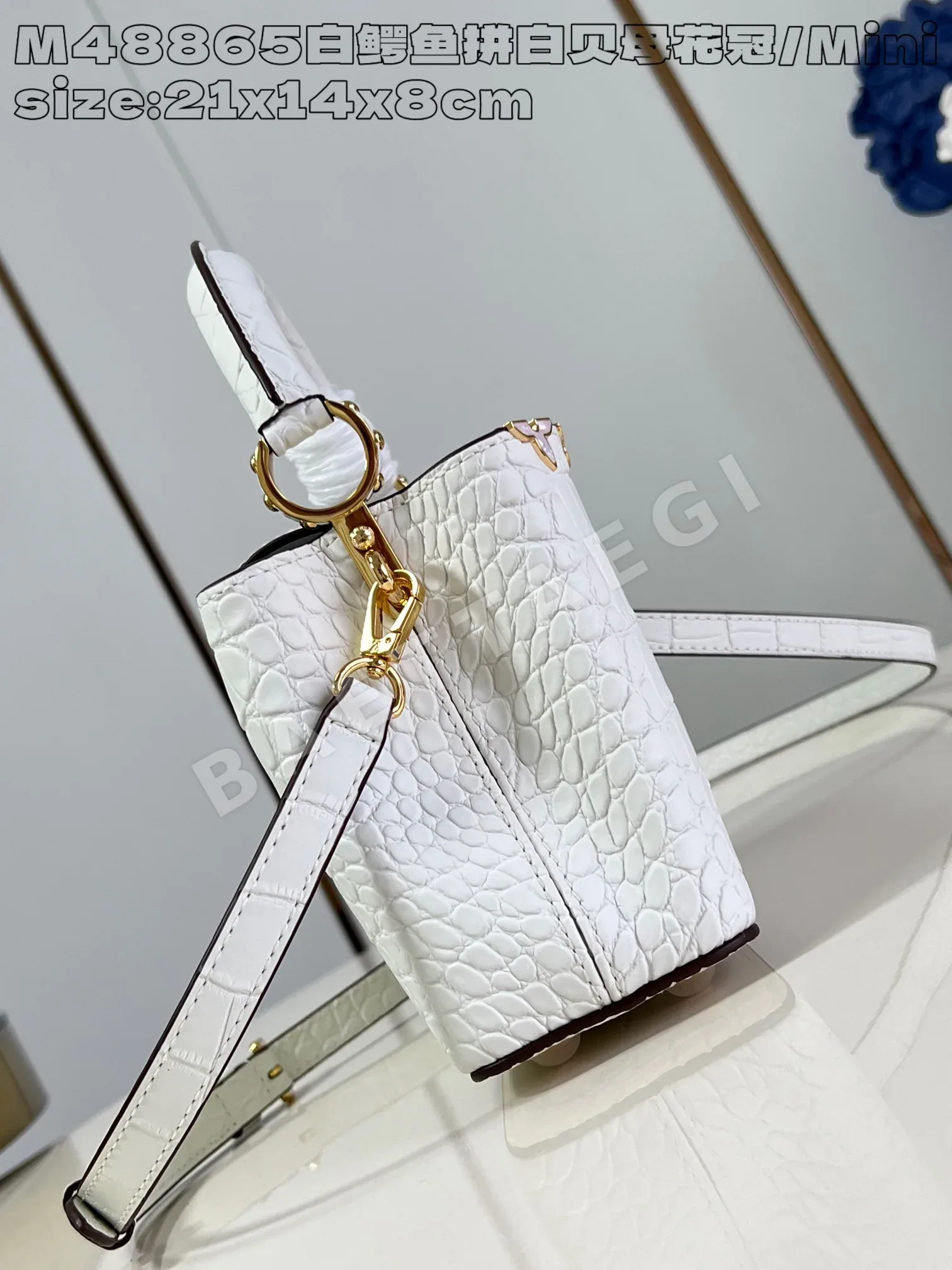 루이비통 M48865 화이트 카푸신 핸드백 미니 상세 이미지 3