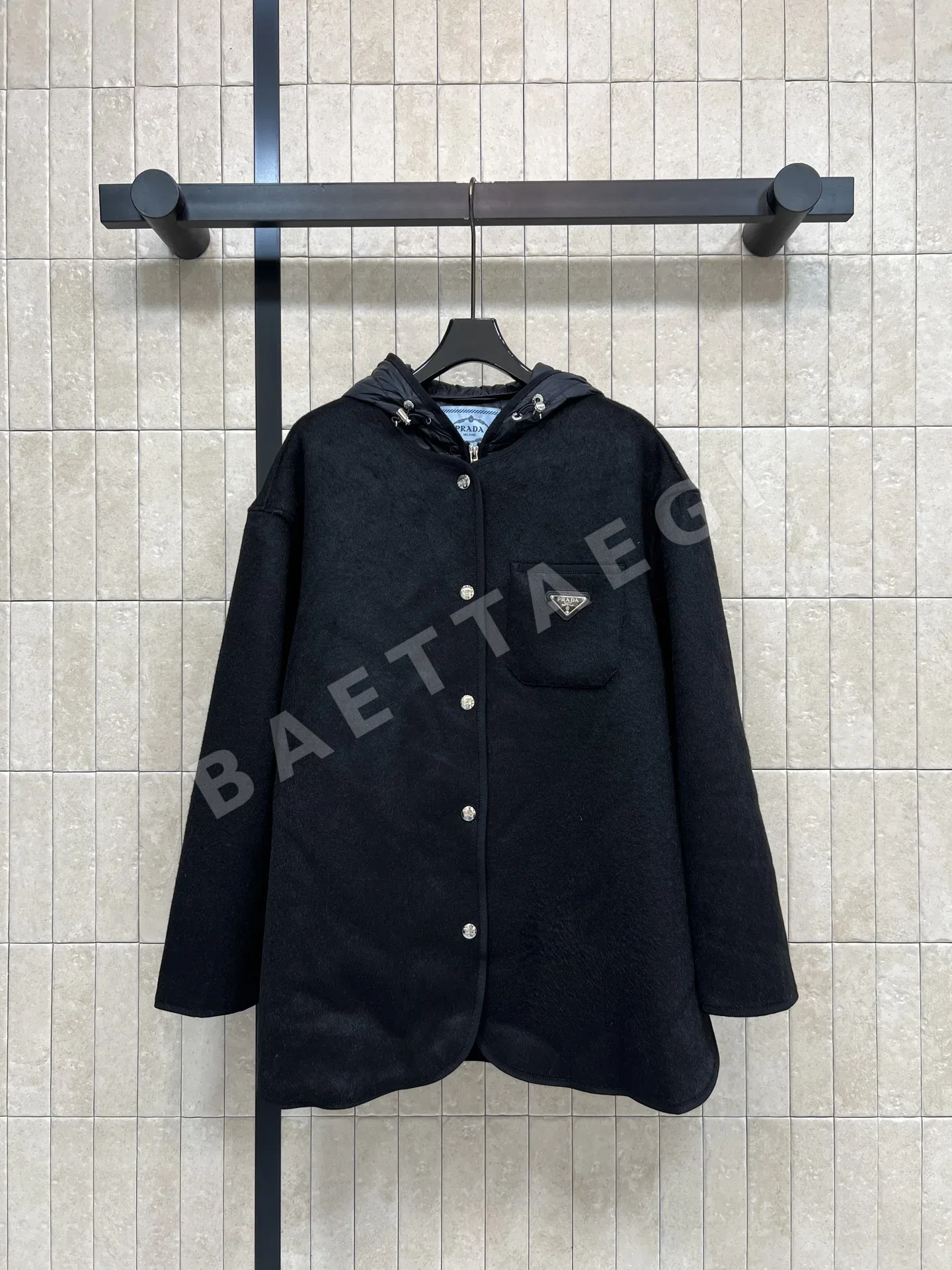 프라다 후드 울 코트 자켓 154600