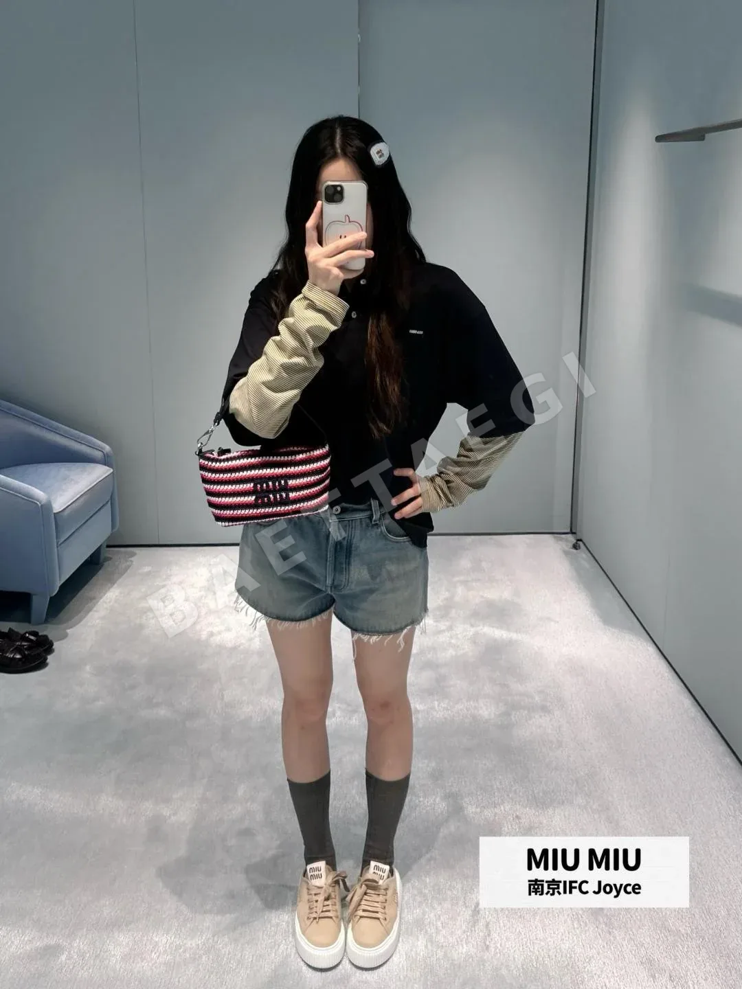 미우미우 레이어드 폴로 긴팔 티셔츠 상세 이미지 6