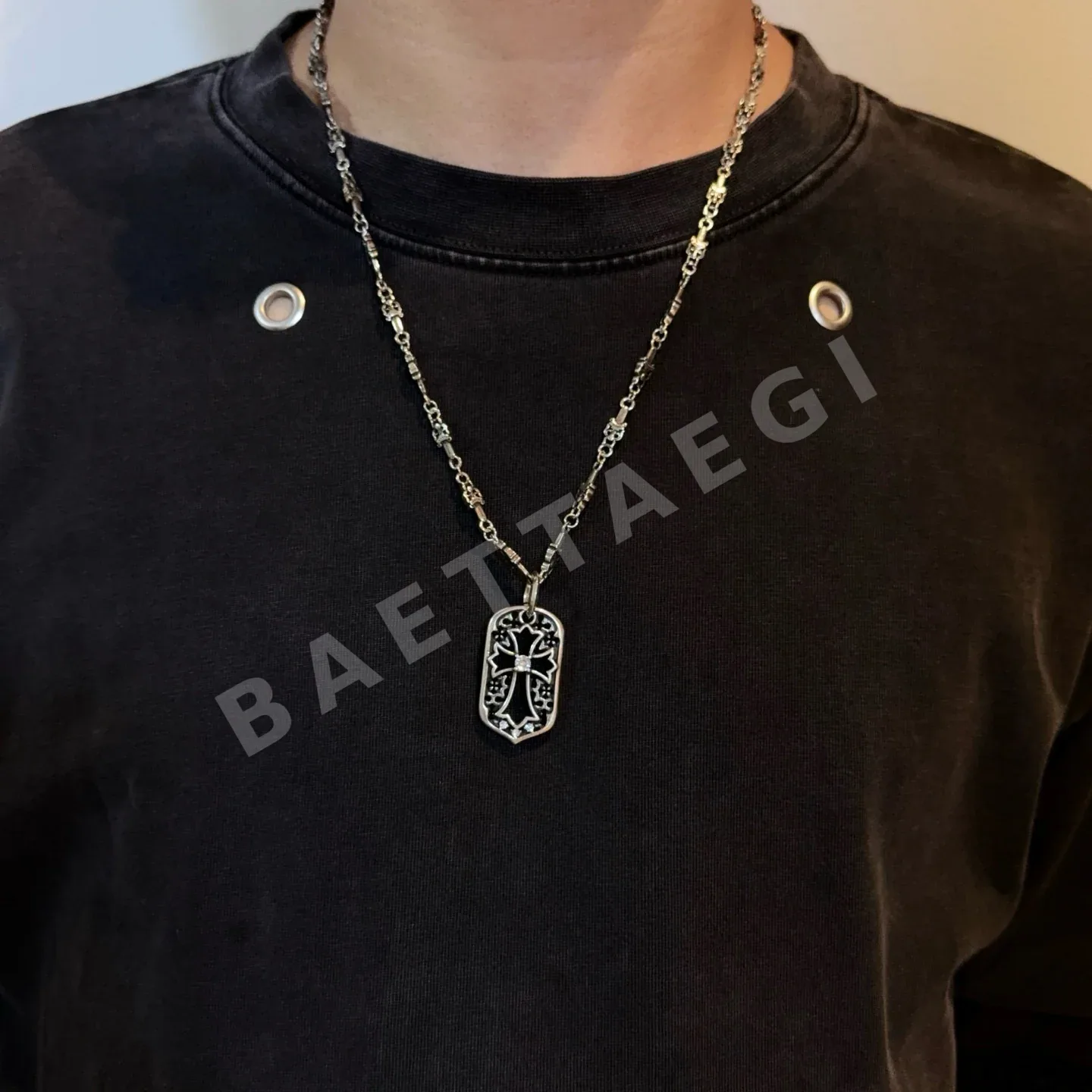 크롬하츠 클래식 스퀘어 크로스 펜던트 목걸이 61992