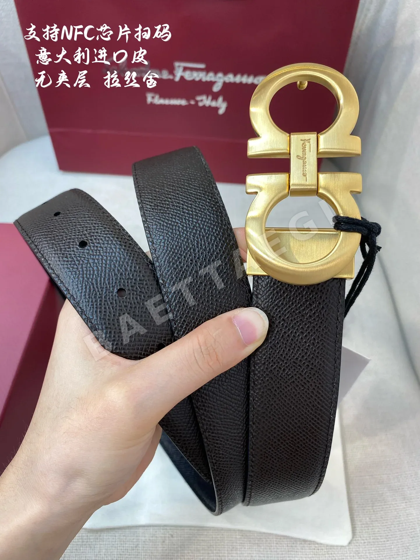 페레가모 천연 가죽 벨트 3.5 CM202500320 상세 이미지 2