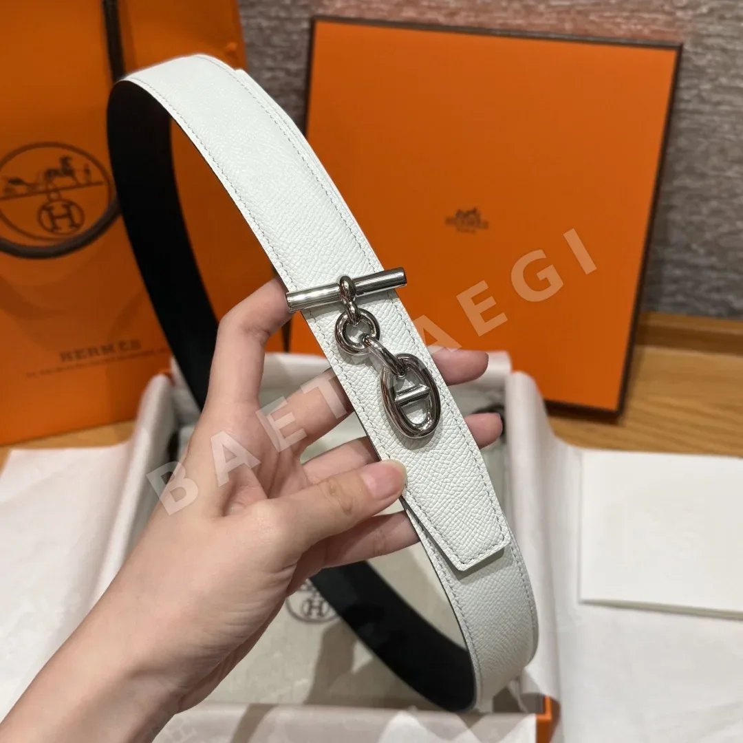 에르메스 체인 댕클 링크 양면 가죽 벨트 상세 이미지 4