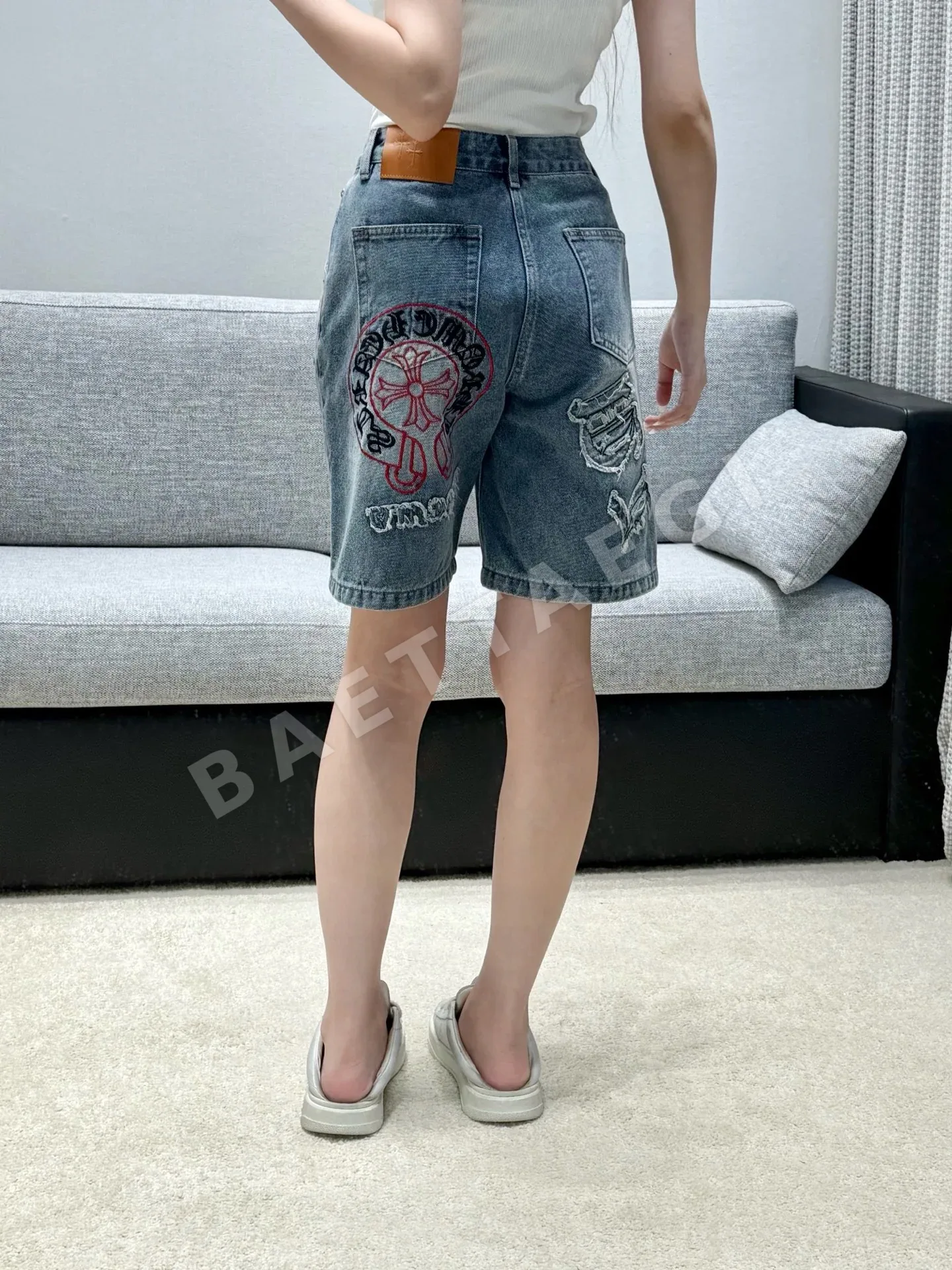 크롬하츠 워시드 블루 데님 여성 바지 상세 이미지 2