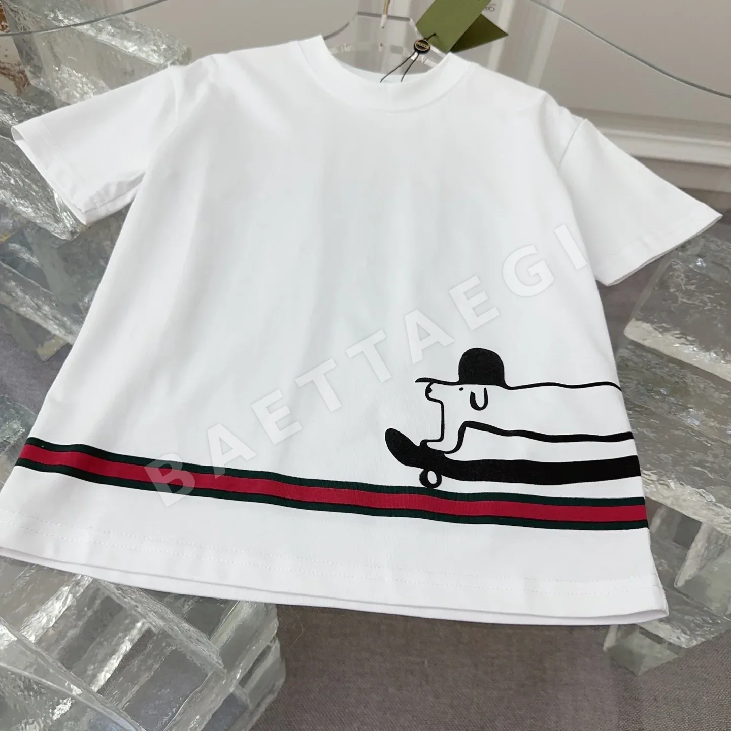 구찌 GU 2026 早春子供用新作半袖Tシャツ、フロッキープリントとオリジナル品質、230gヘビーウェイト生地 Gucci 상세 이미지 5