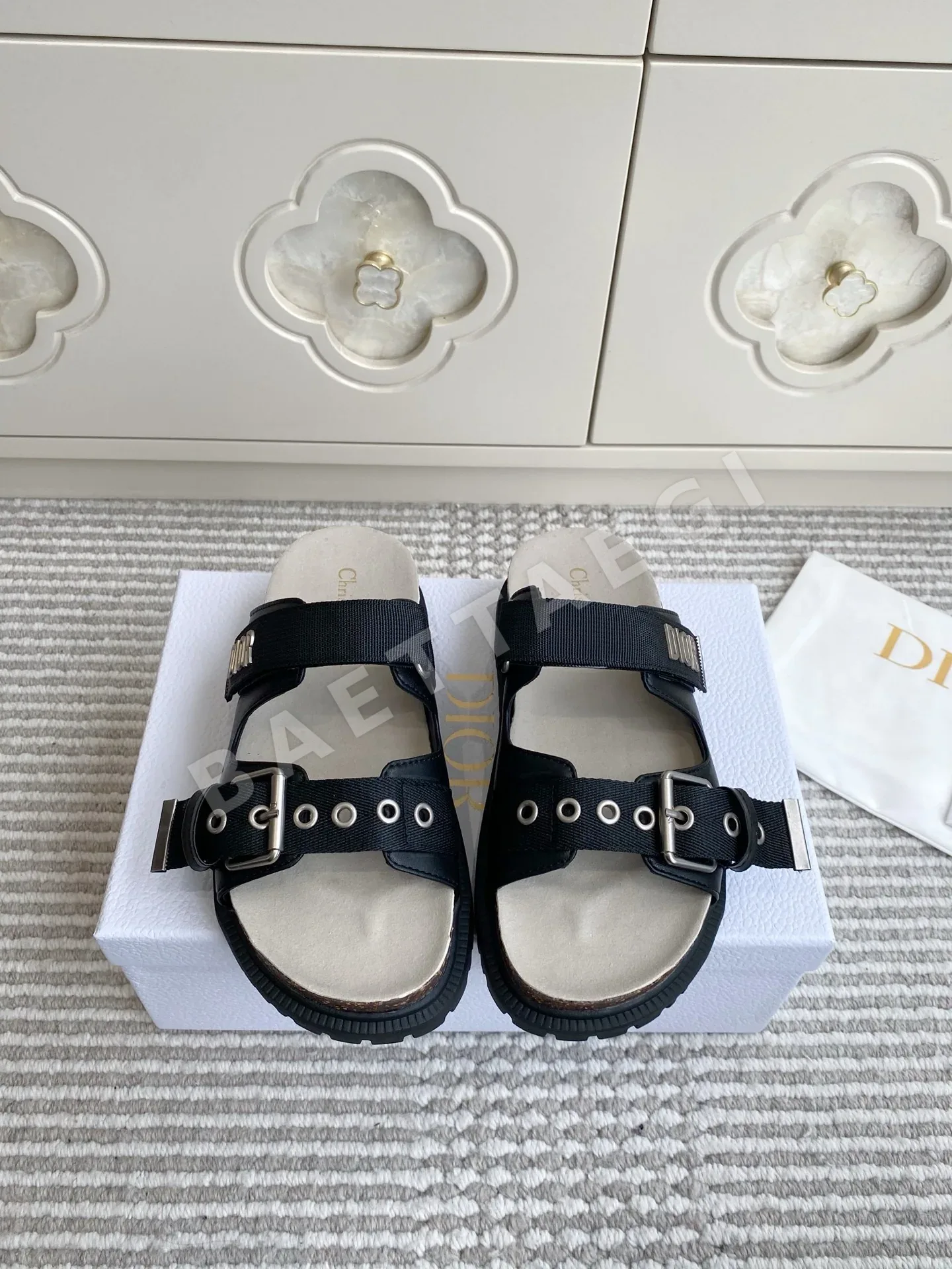 디올 더블 스트랩 코르크 플랫폼 샌들 41866