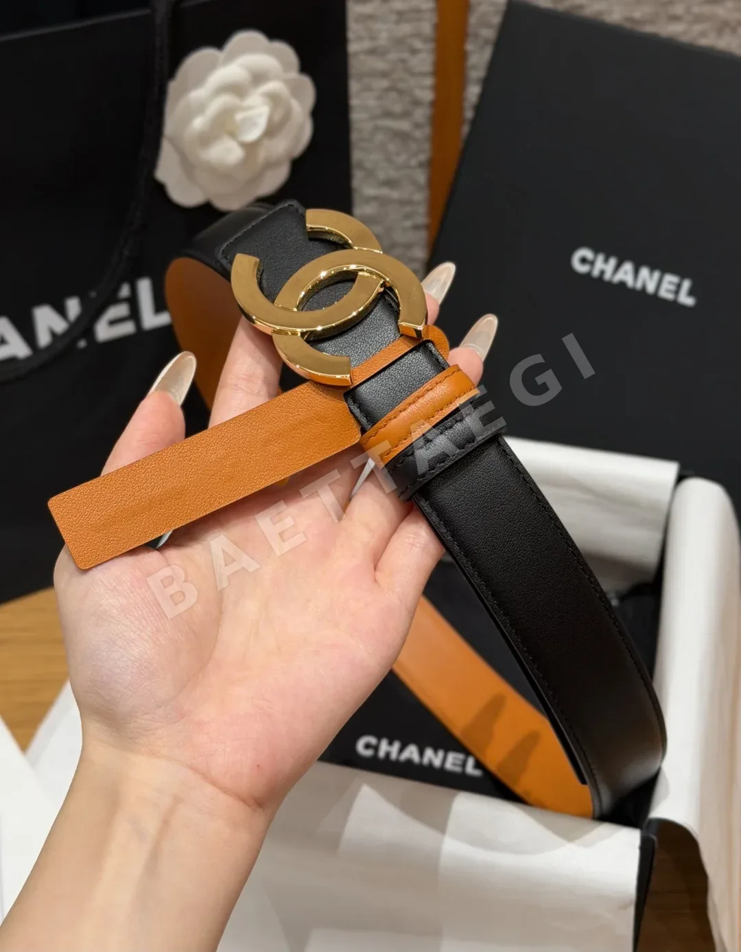샤넬 더블 C 버클 가죽 벨트 상세 이미지 4
