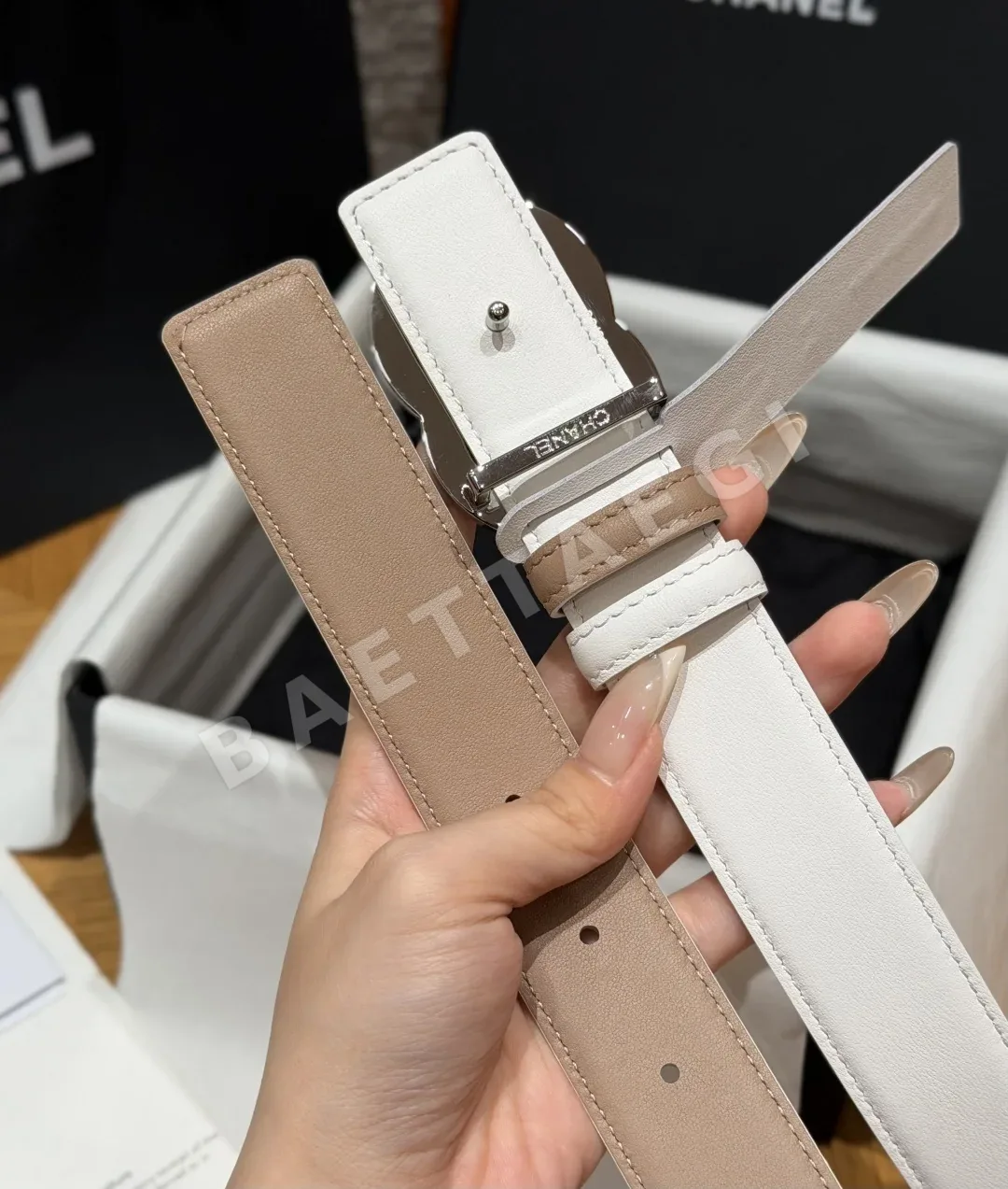 샤넬 더블 C 로고 가죽 벨트 상세 이미지 8