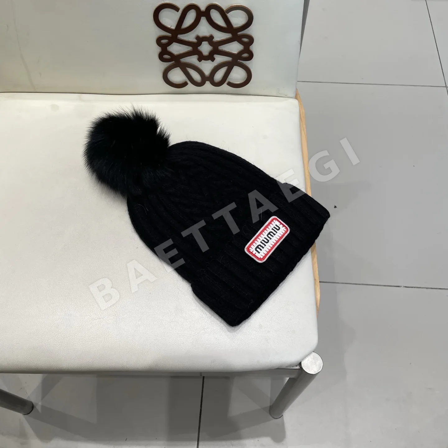 미우미우 울 여우털 모자 상세 이미지 3