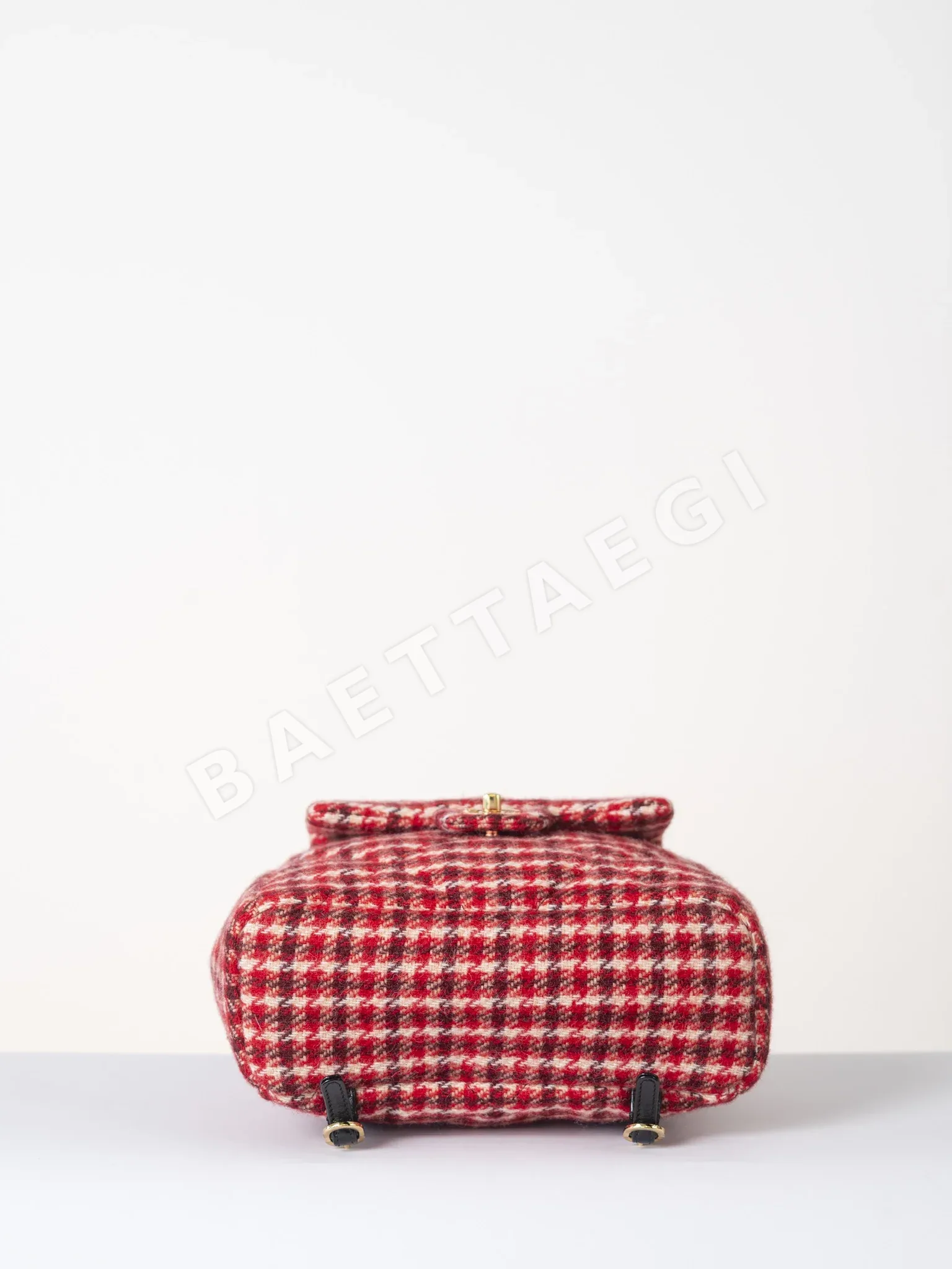 샤넬 레드 체크 트위드 백팩 상세 이미지 8