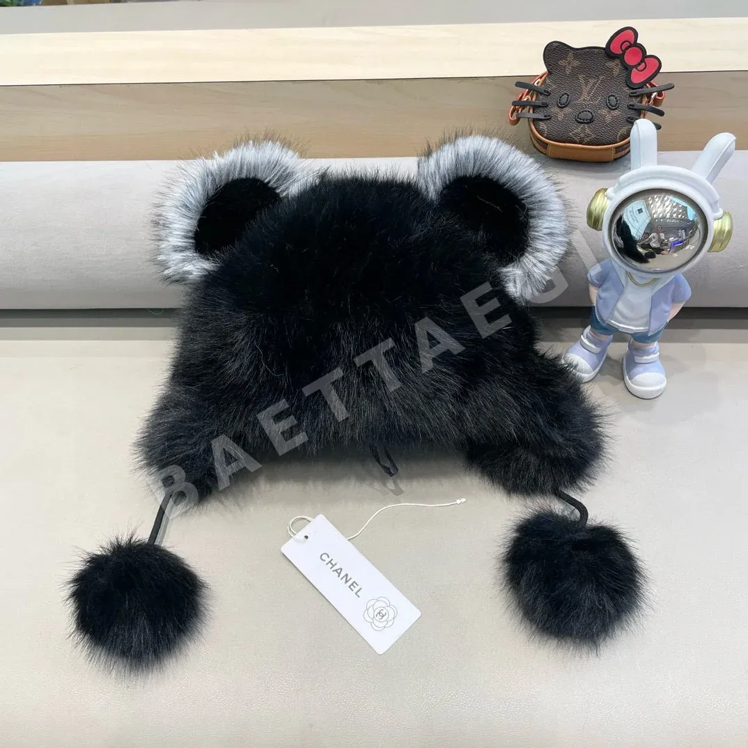 샤넬 페이크 퍼 곰 귀 모자 상세 이미지 3