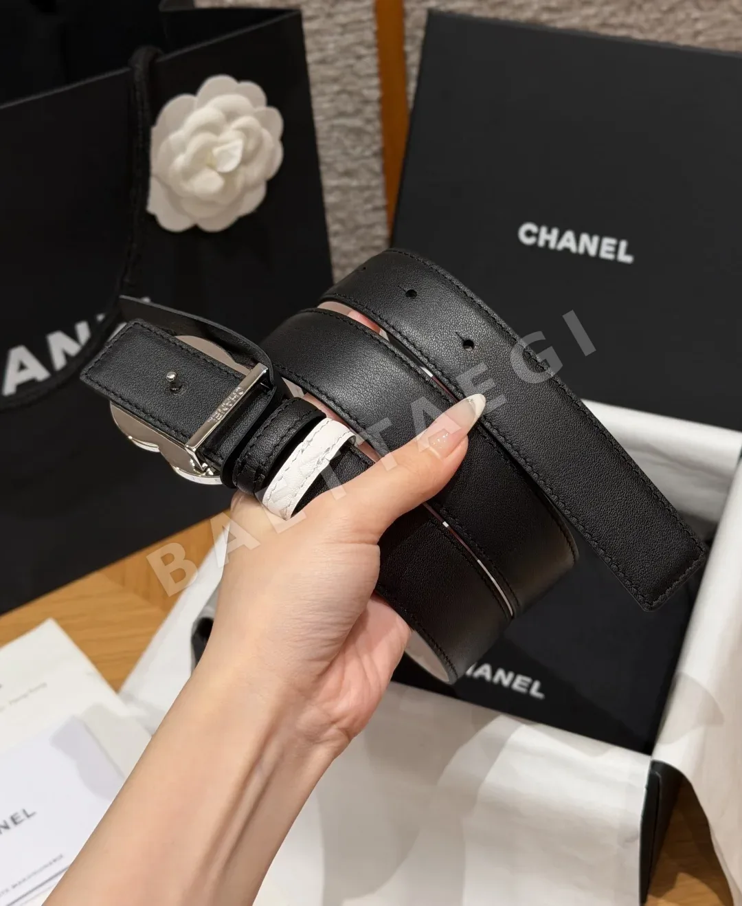 샤넬 더블 C 버클 가죽 벨트 상세 이미지 3