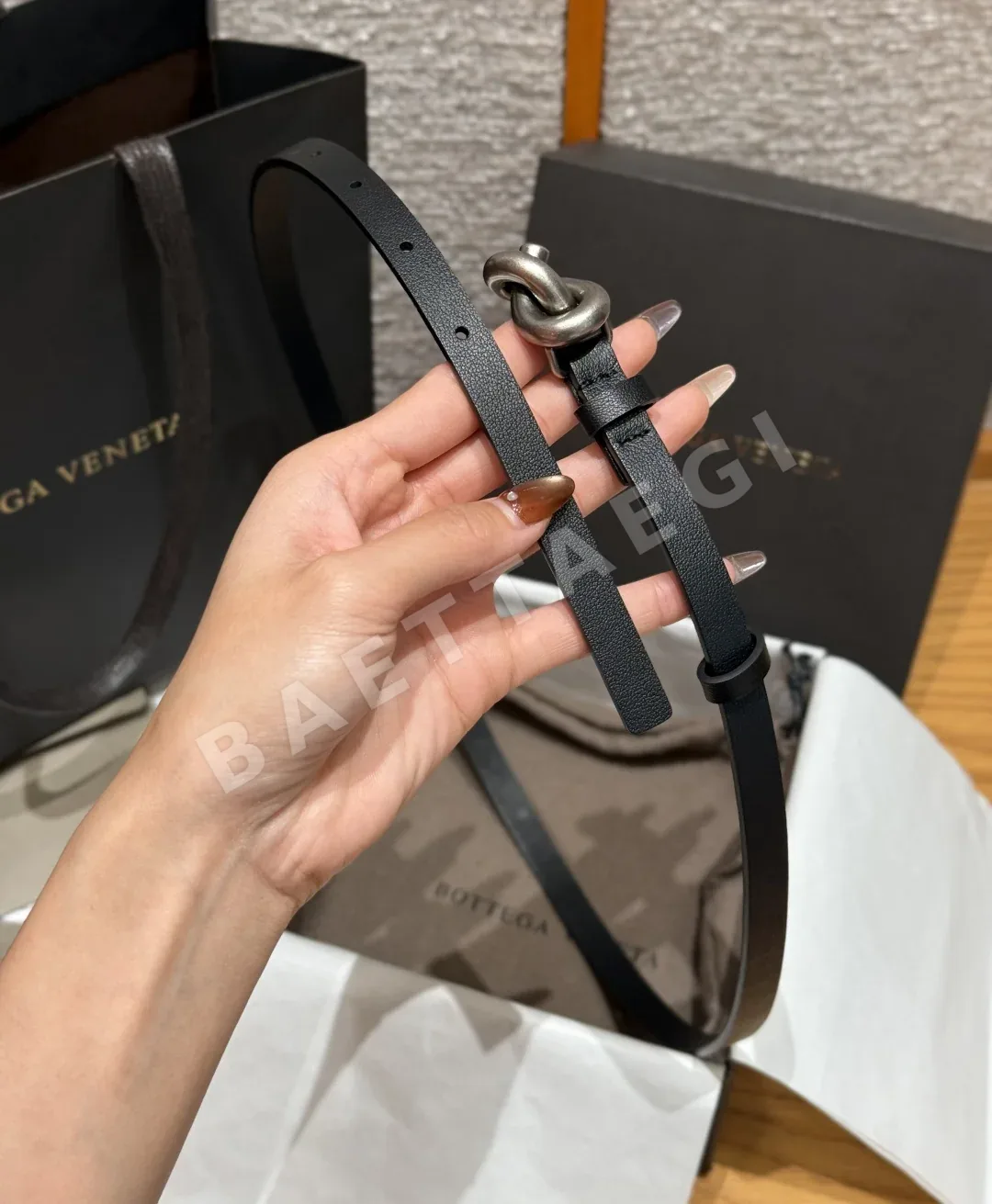 보테가베네타 노트 소가죽 실버장식 벨트 상세 이미지 7