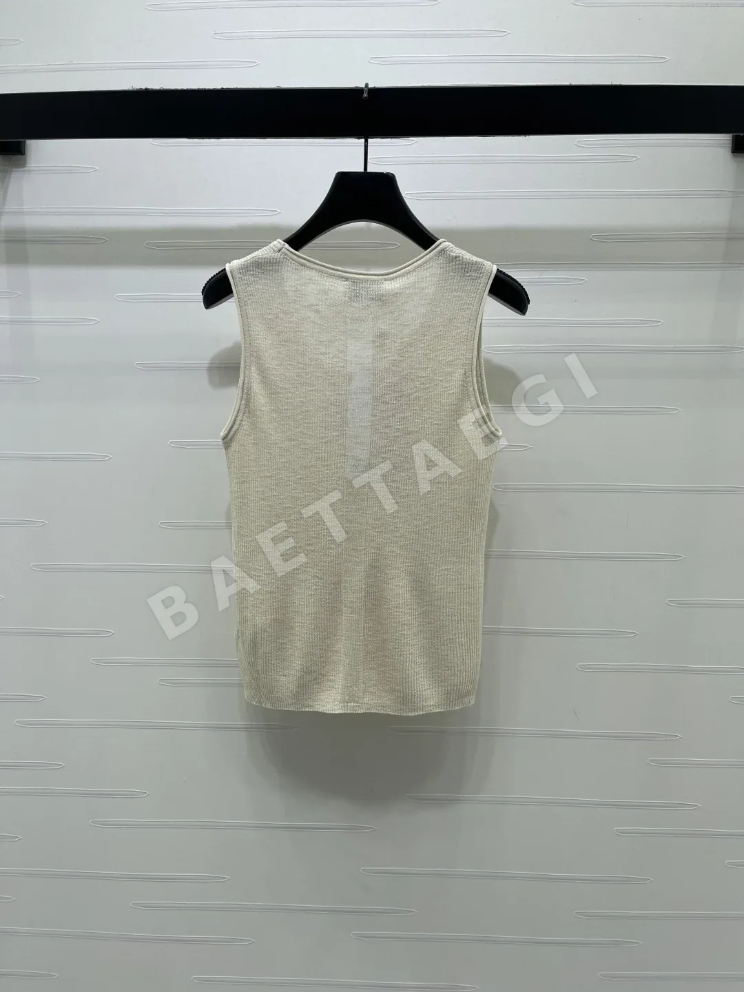 샤넬 세로 골지 크루넥 니트 반팔 여성티셔츠 상세 이미지 8