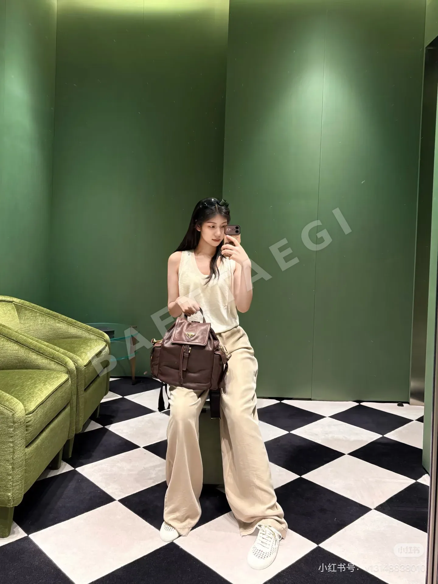 프라다 여성 크리미 화이트 큐플라 팬츠 세트 상세 이미지 5