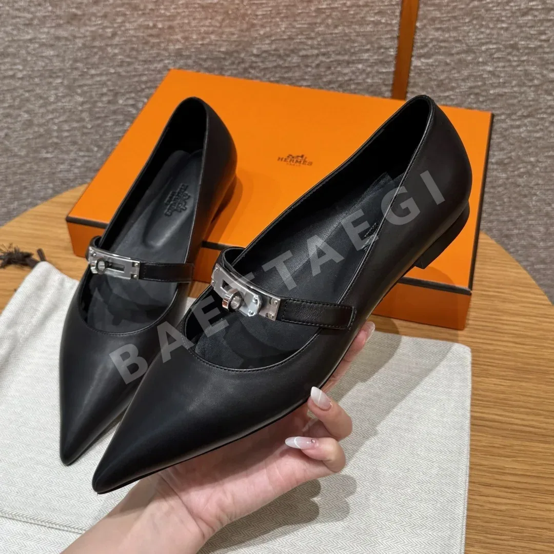 에르메스 키아라 발레리나 블랙 카프스킨 상세 이미지 2