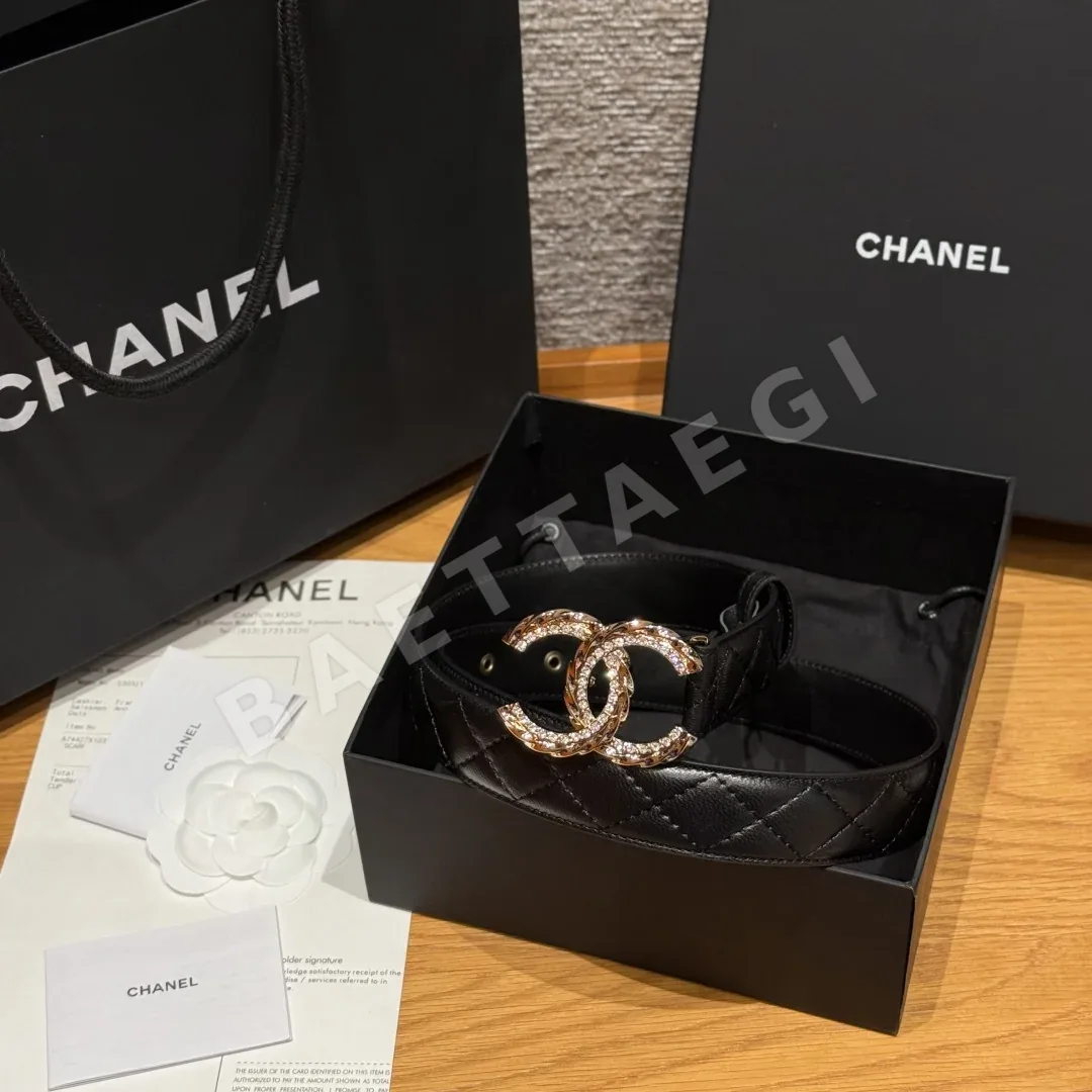 샤넬 램스킨 더블 C 메탈 로고 벨트 174260