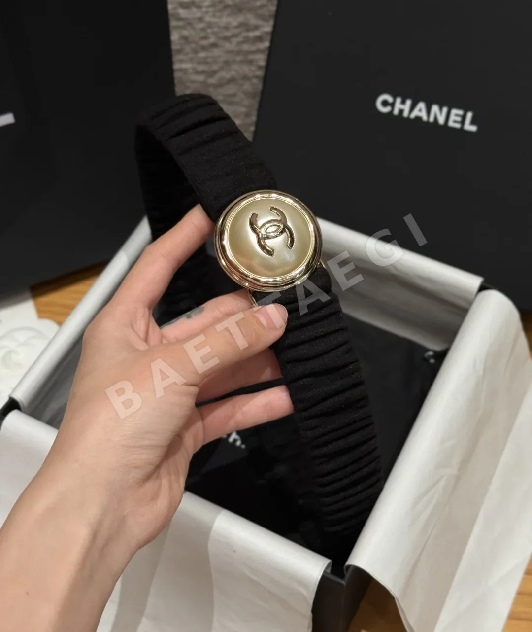 샤넬 플리츠 더블 C 로고 벨트 상세 이미지 3