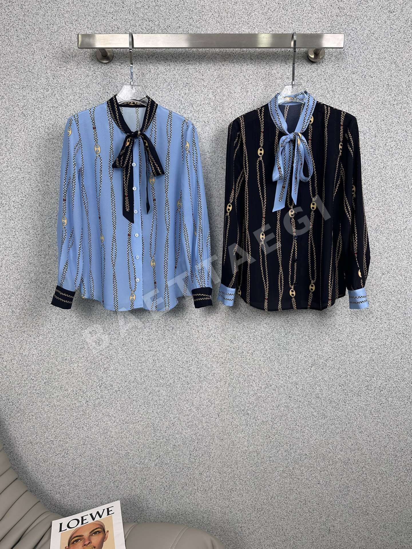 구찌 프렌치 스타일 리본 실크 셔츠 91752