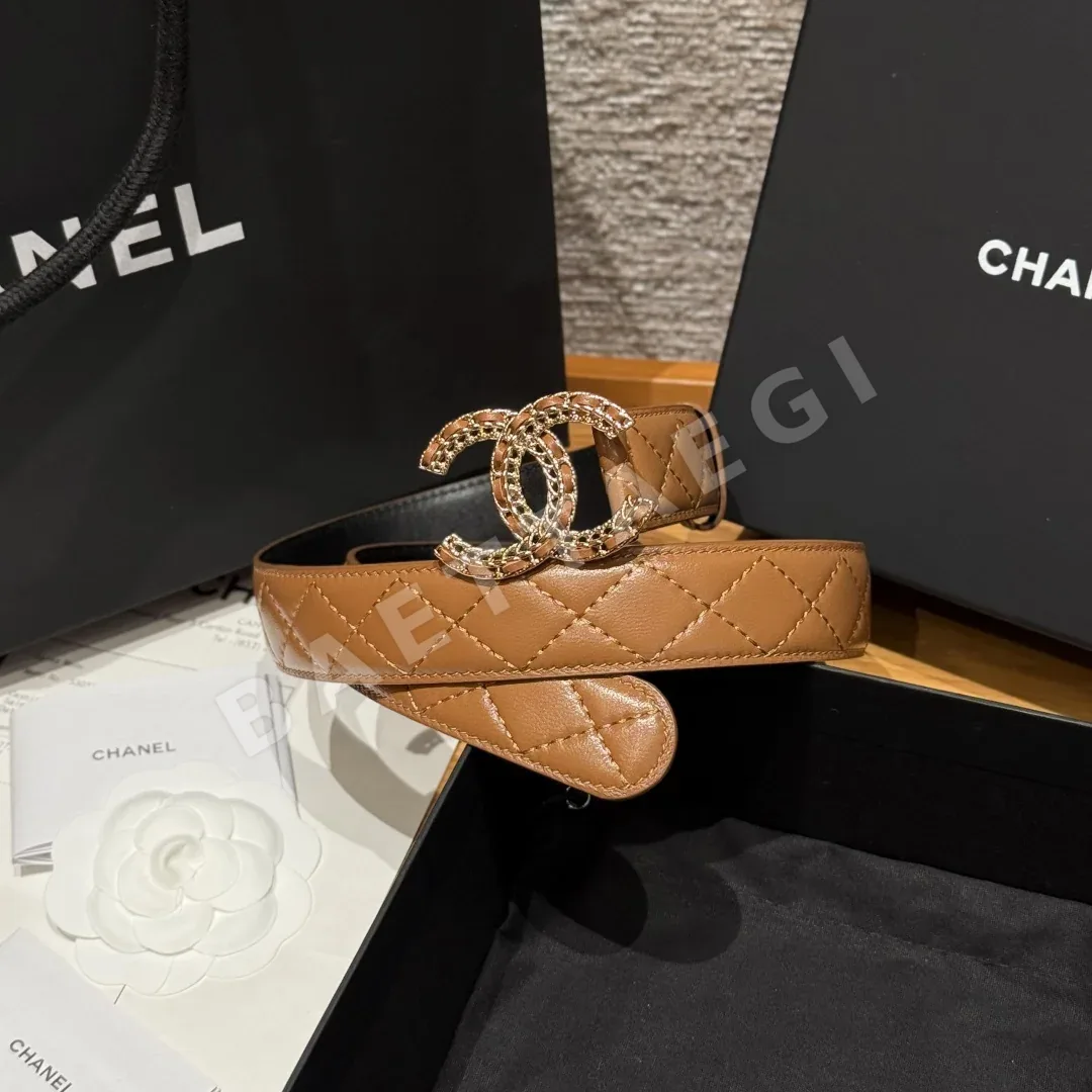 샤넬 다이아몬드 패턴 램스킨 더블 C 메탈 벨트 상세 이미지 2