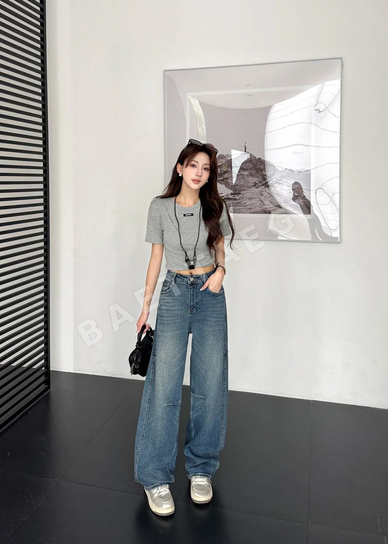 루이비통 커브컷 와이드 레그 여성 바지 117060