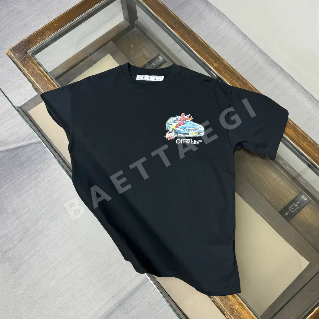 오프화이트 남성 릴렉스 핏 반팔 티셔츠