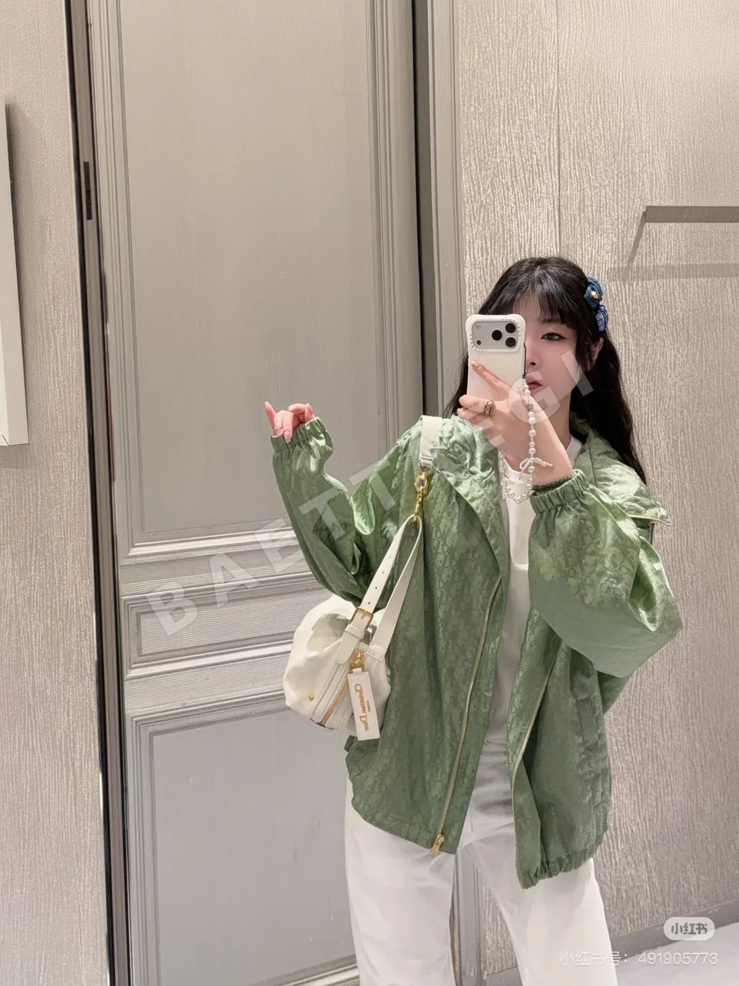 디올 그린 모노그램 자카드 윈드브레이커 자켓 상세 이미지 2