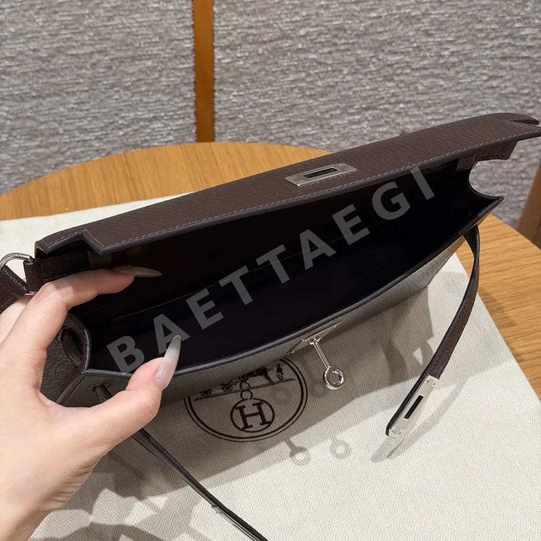 에르메스 켈리 엘란 새들 레드 염소가죽 가방 상세 이미지 6