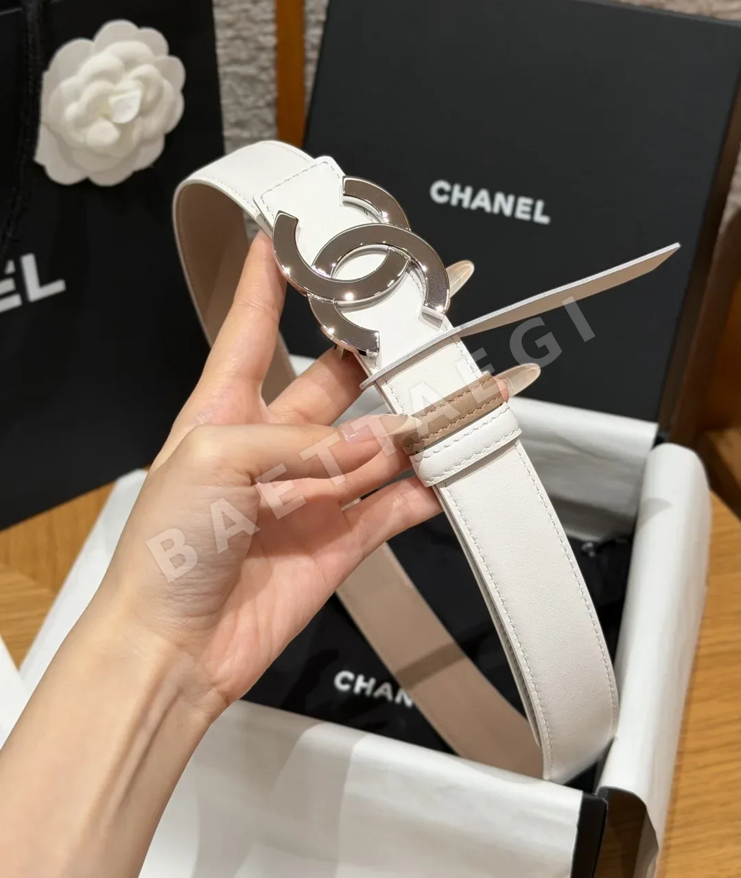 샤넬 더블 C 버클 가죽 벨트 상세 이미지 4