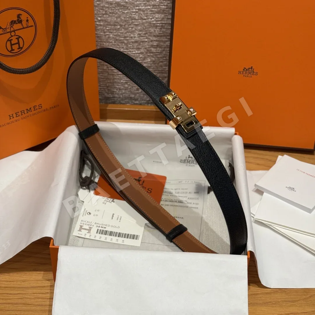 에르메스 켈리 금도금 버클 카프스킨 벨트 상세 이미지 5