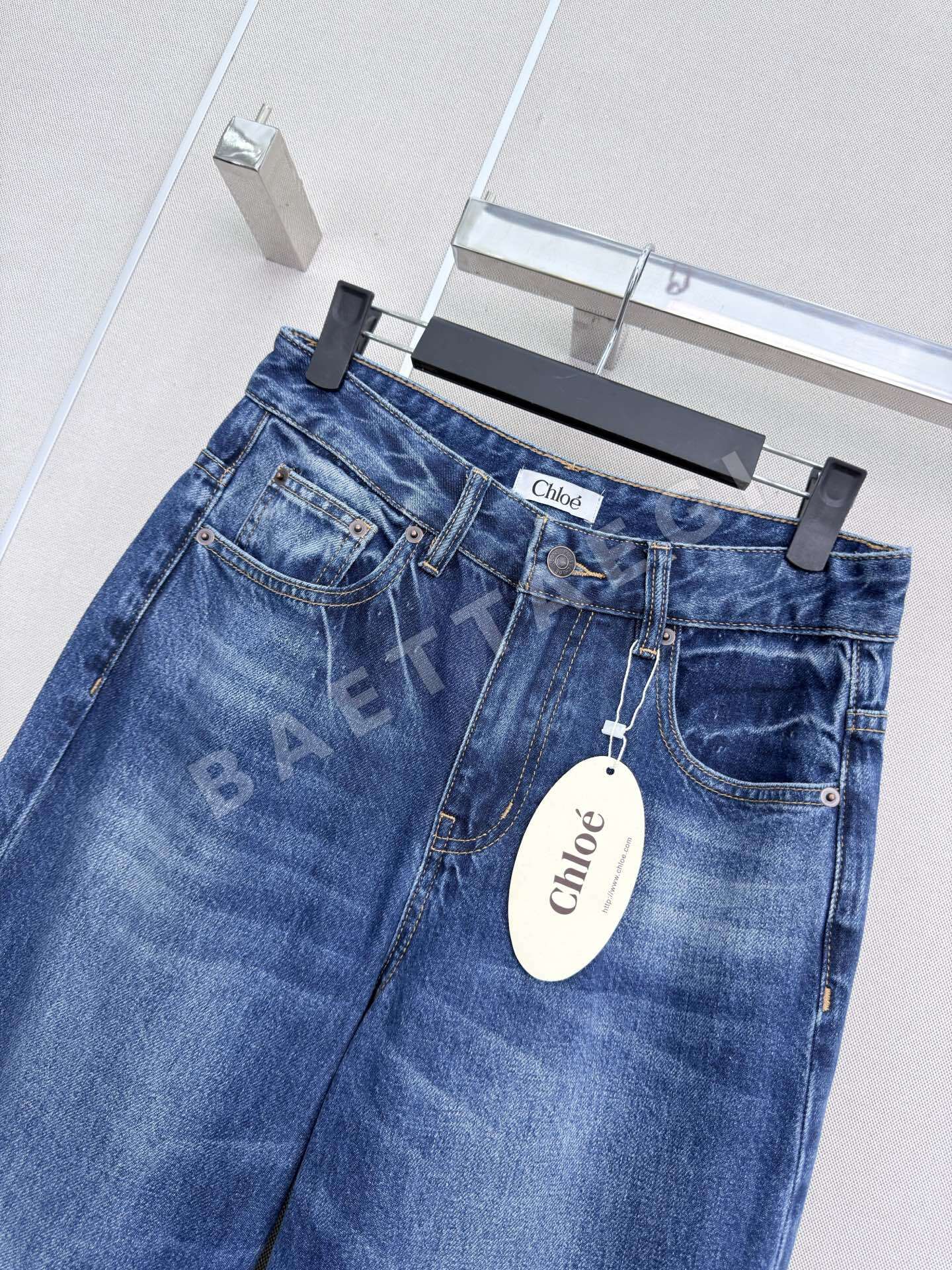 샤넬 데님 스트레이트 레그 여성 바지 상세 이미지 2