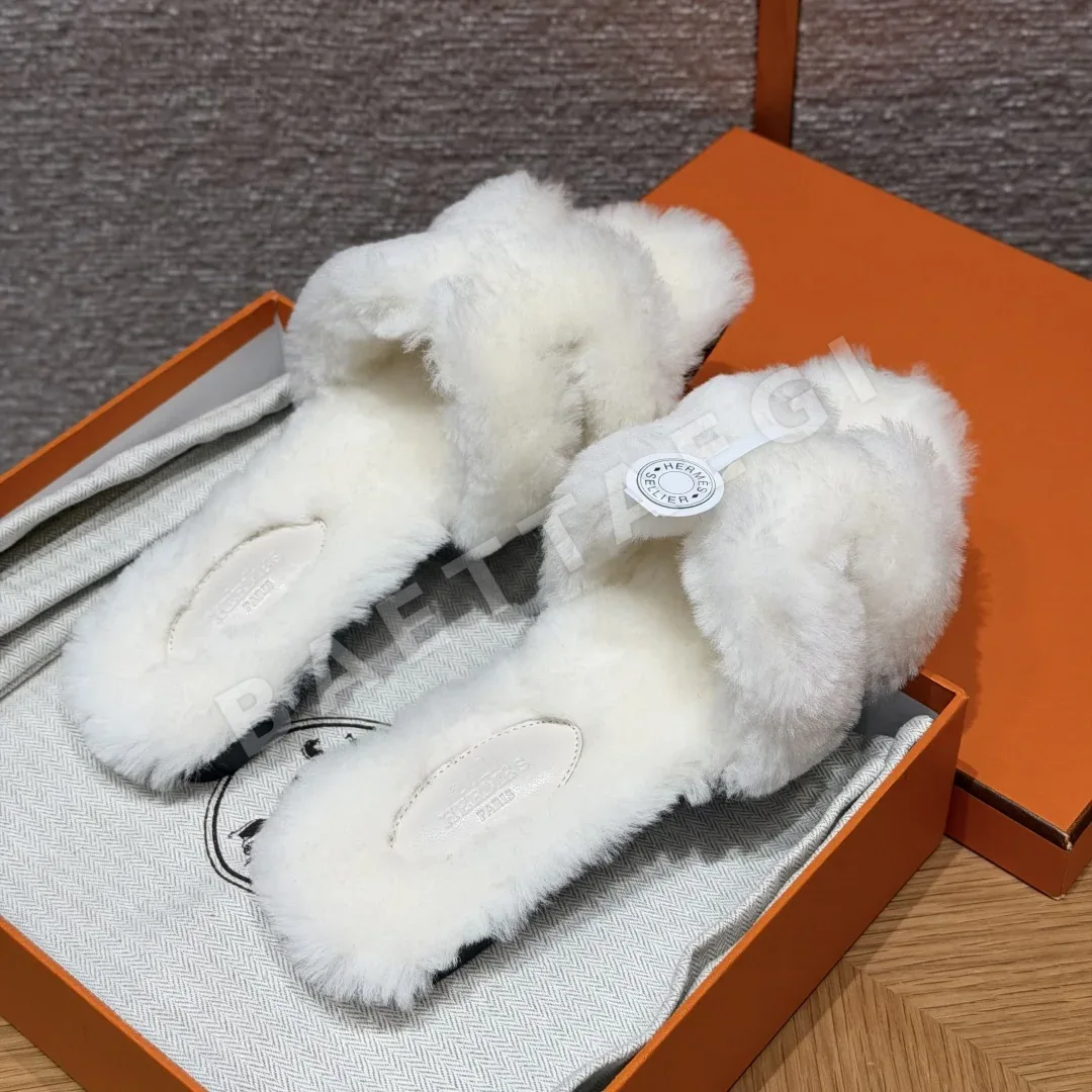 에르메스 오란 샌들 Pure White 울 가죽 H 컷아웃 상세 이미지 3