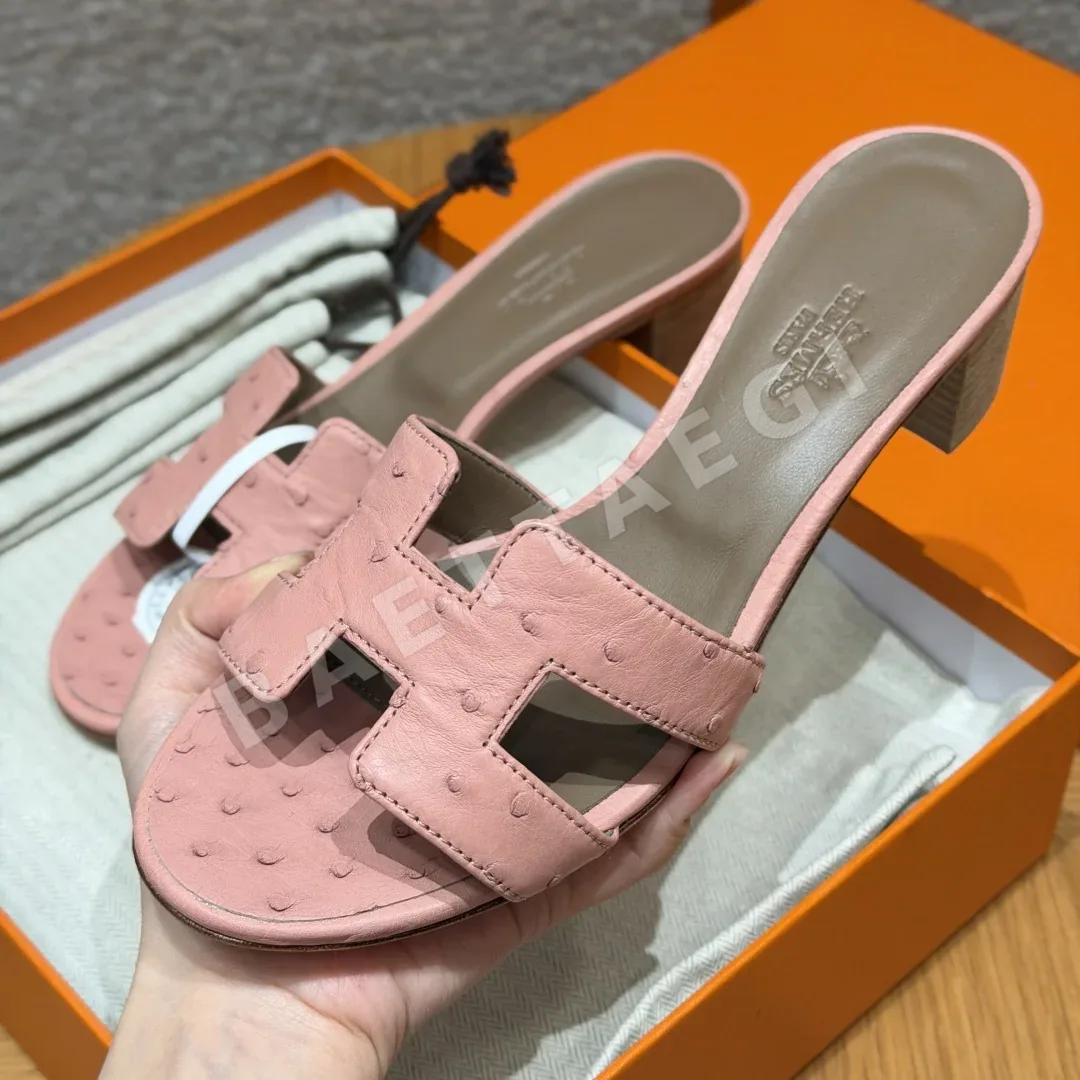 에르메스 오아시스 샌들 테르 쾨이트 타조 가죽 하이힐 상세 이미지 2