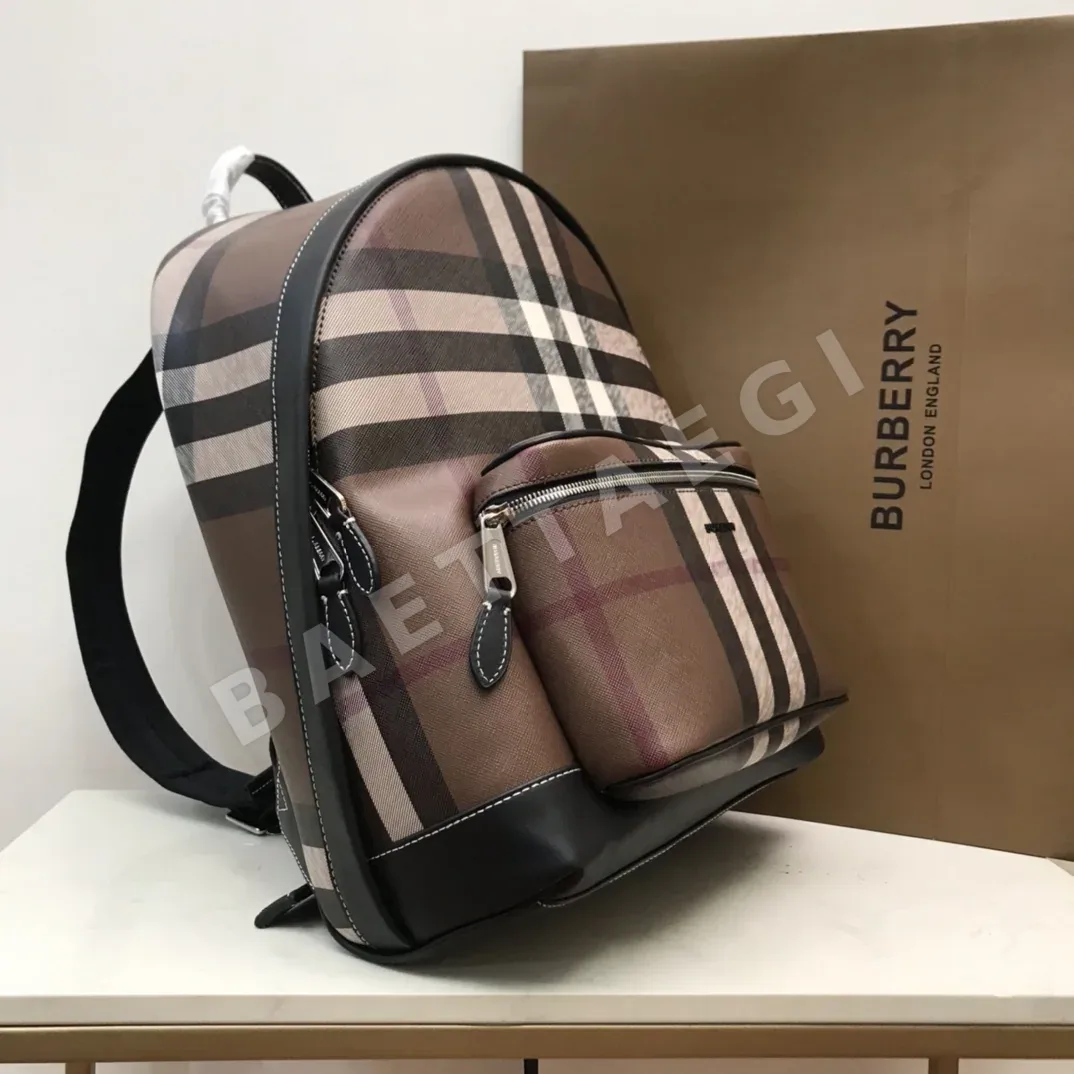 버버리 차콜 그레이 체크 클래식 백팩 상세 이미지 3