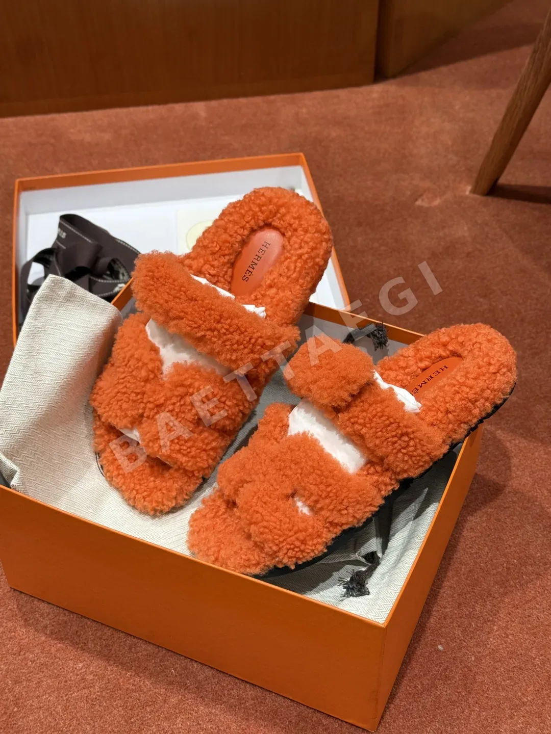 에르메스 시프르 샌들 오렌지 램스킨 상세 이미지 11