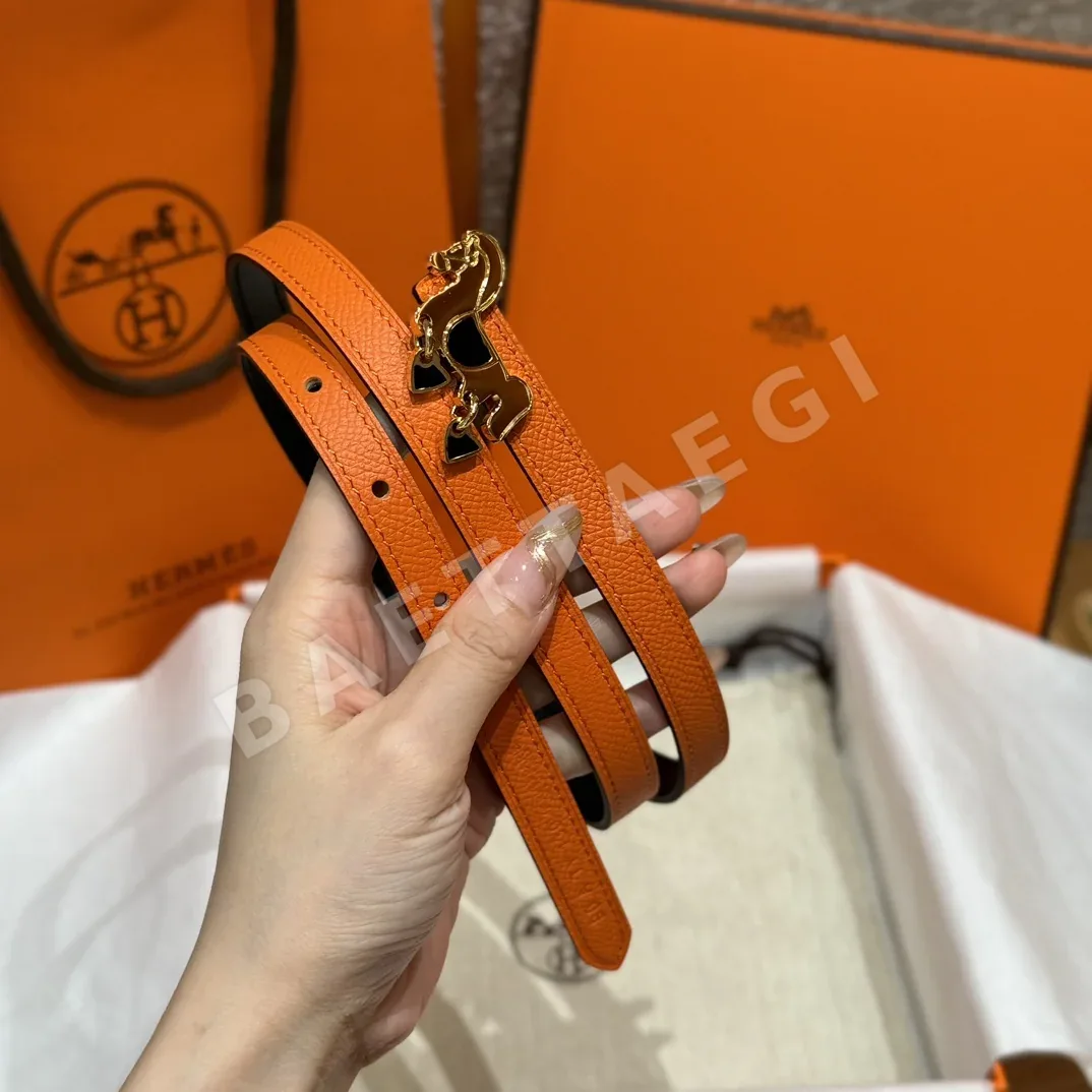 에르메스 말 장식 송아지가죽 양면 벨트 상세 이미지 3