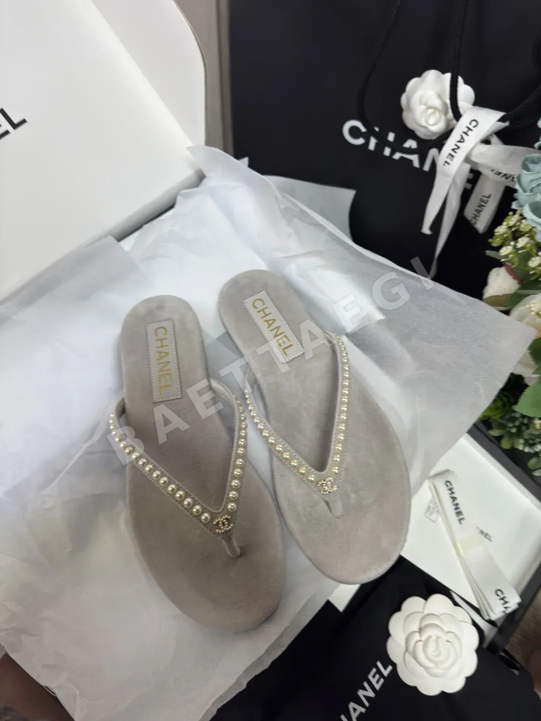 샤넬 25C 펄 플립플롭 93661