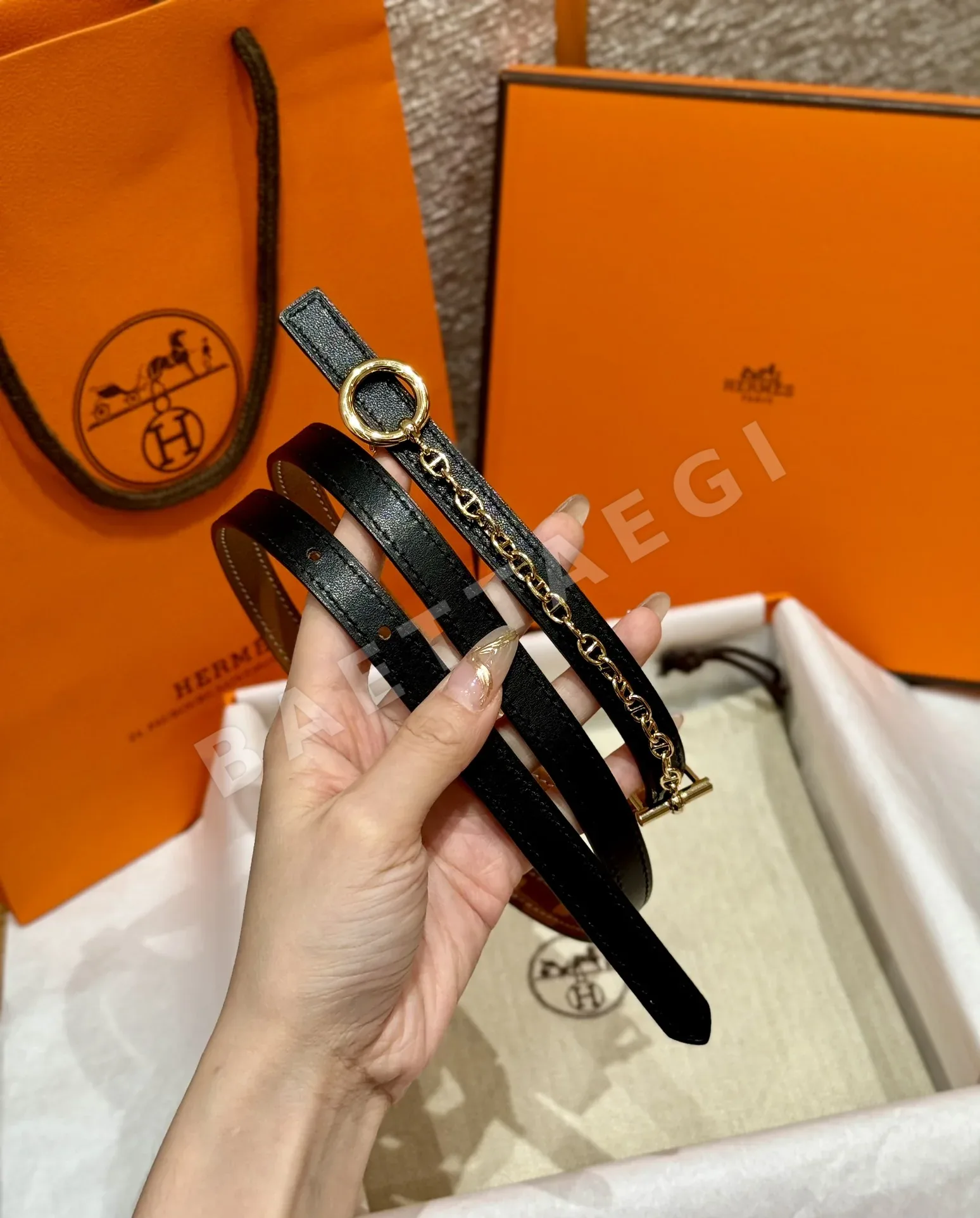 에르메스 팔라듐 도금 보석 장식 슬라이드 벨트 상세 이미지 3